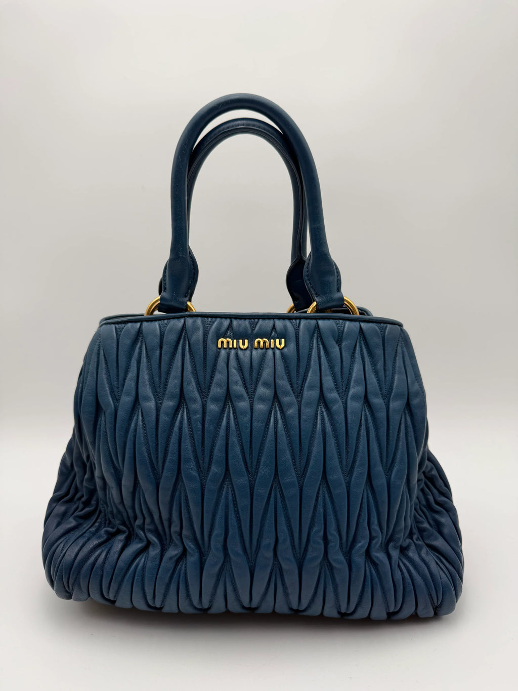 Miu Miu Borsa Tote in Pelle Matelassé Blu Cobalto - Mercatino di Ninni