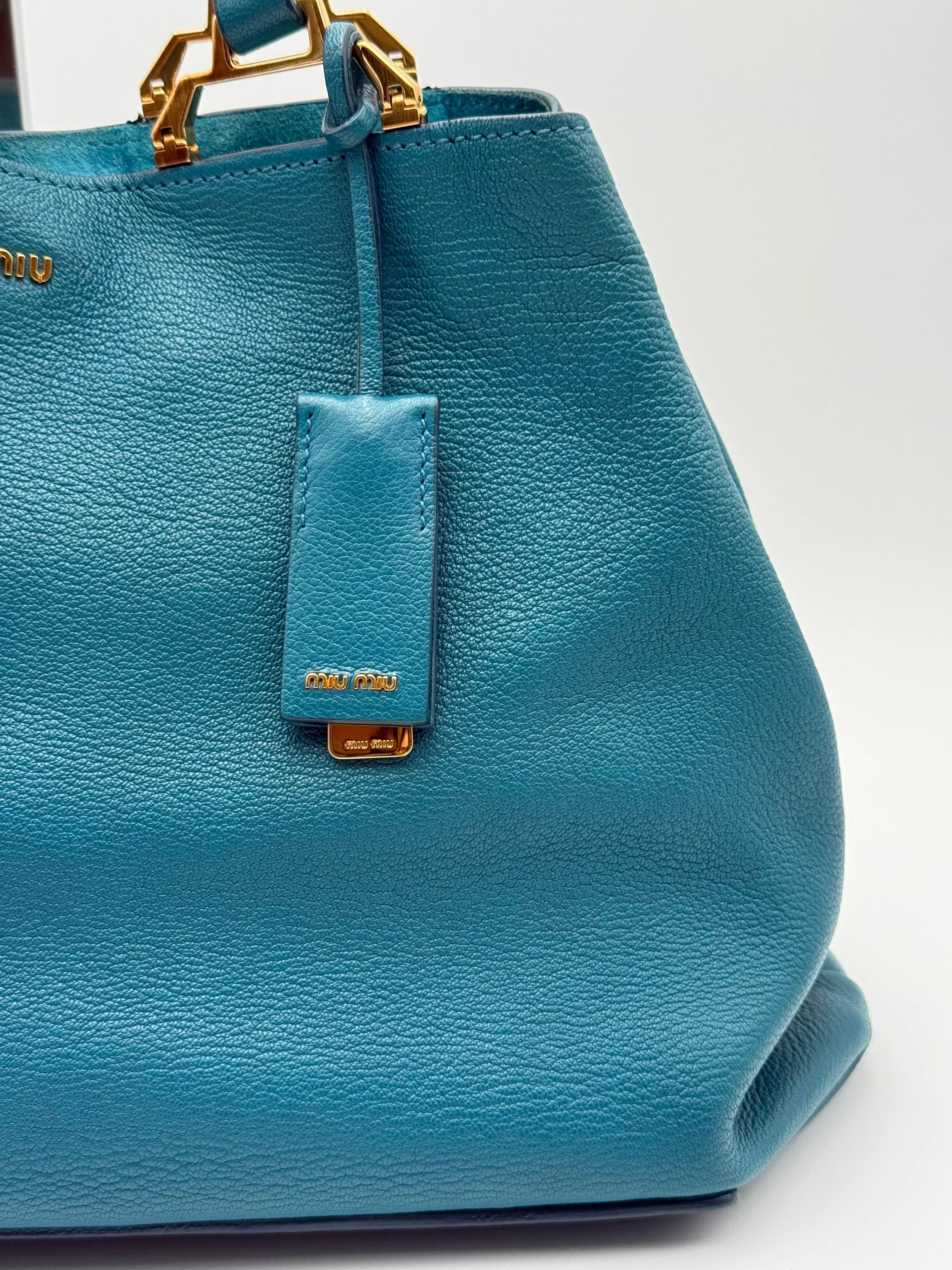 Miu Miu Borsa in Pelle Madras Blu Laguna - Mercatino di Ninni