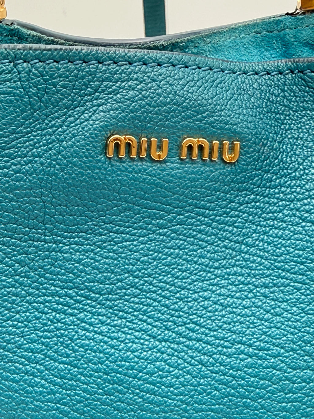 Miu Miu Borsa in Pelle Madras Blu Laguna - Mercatino di Ninni