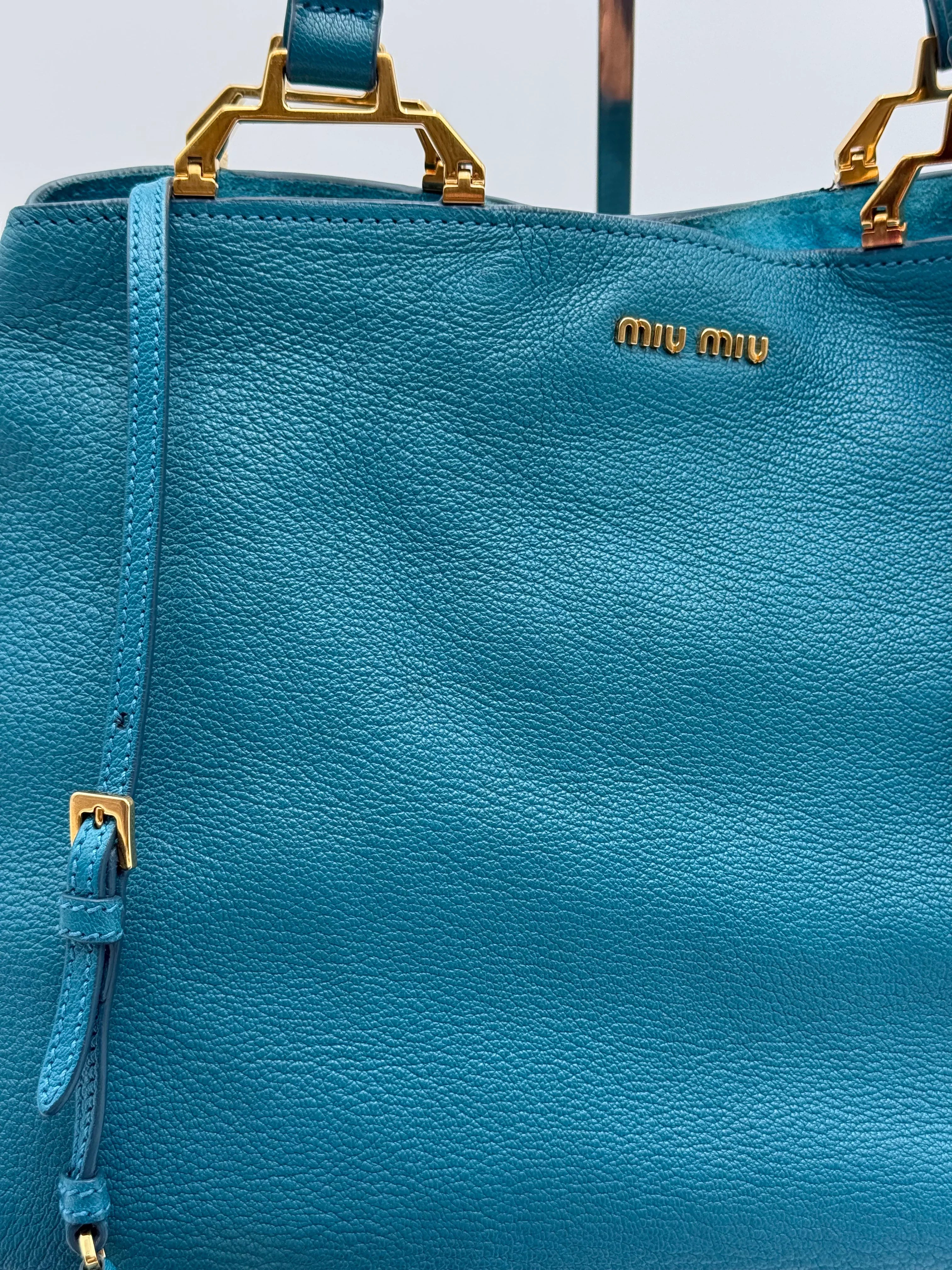 Miu Miu Borsa in Pelle Madras Blu Laguna - Mercatino di Ninni