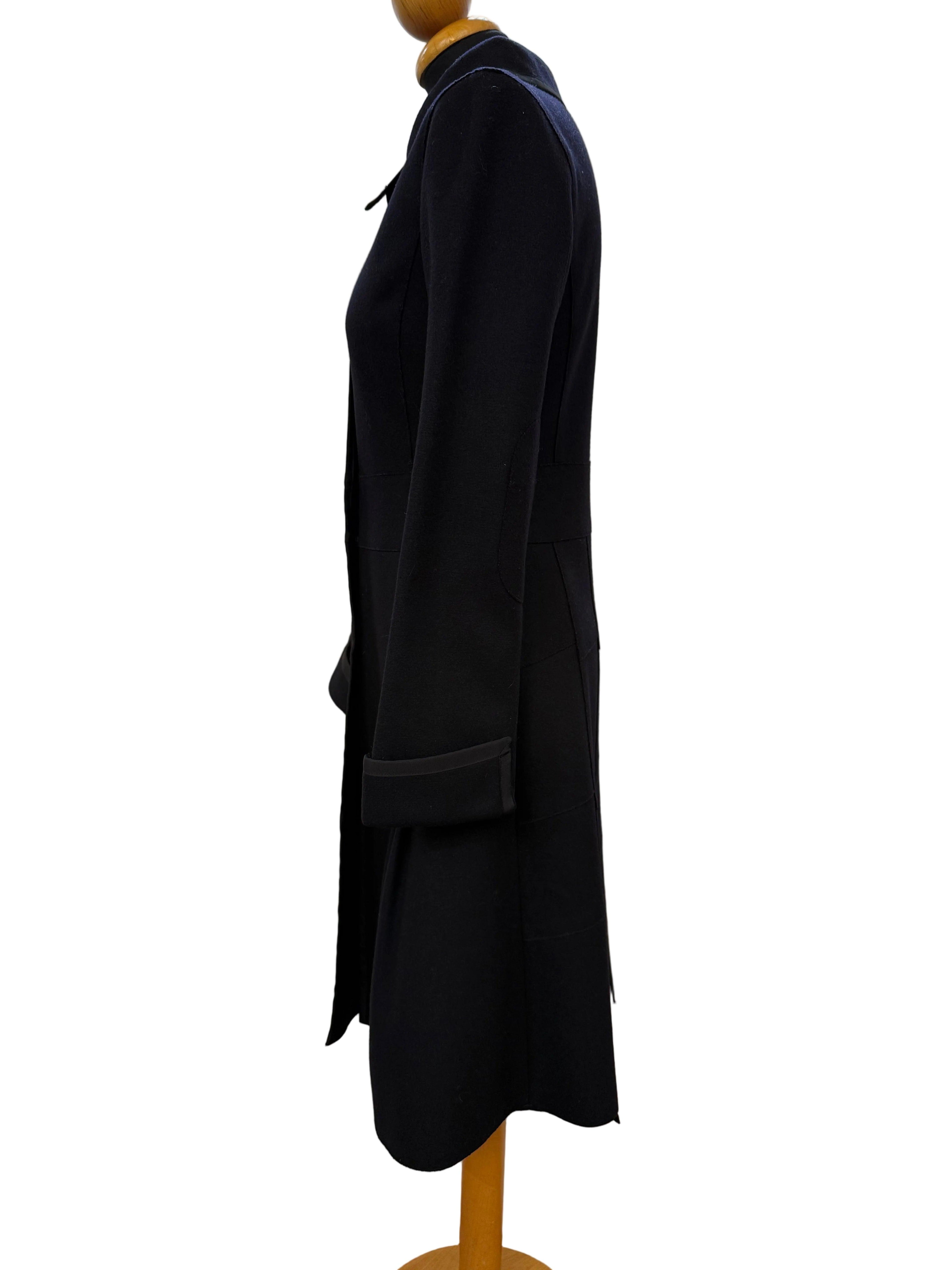Miu Miu Cappotto Vintage Sfoderato in Panno di Lana Blu Navy - Mercatino di Ninni