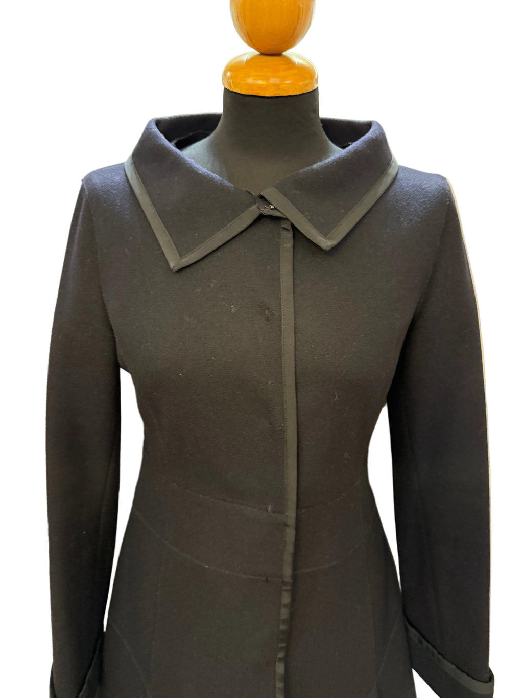 Miu Miu Cappotto Vintage Sfoderato in Panno di Lana Blu Navy - Mercatino di Ninni