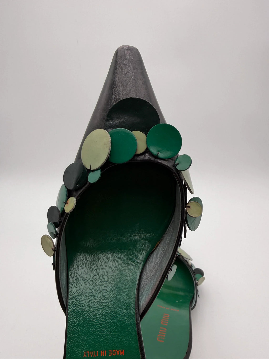 Miu Miu Mules Sabot Vintage con Paillettes Verdi - Mercatino di Ninni