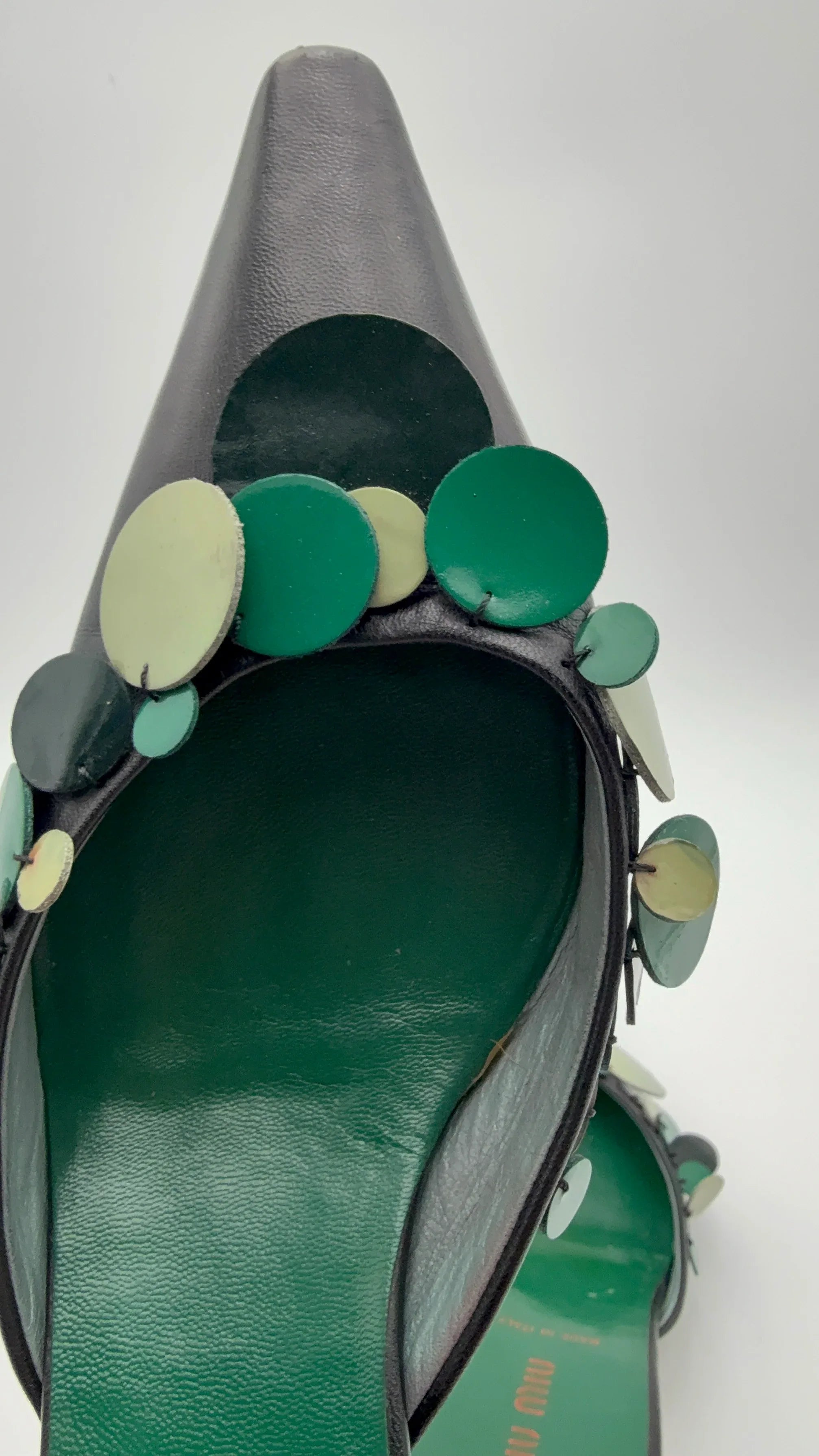 Miu Miu Mules Sabot Vintage con Paillettes Verdi - Mercatino di Ninni