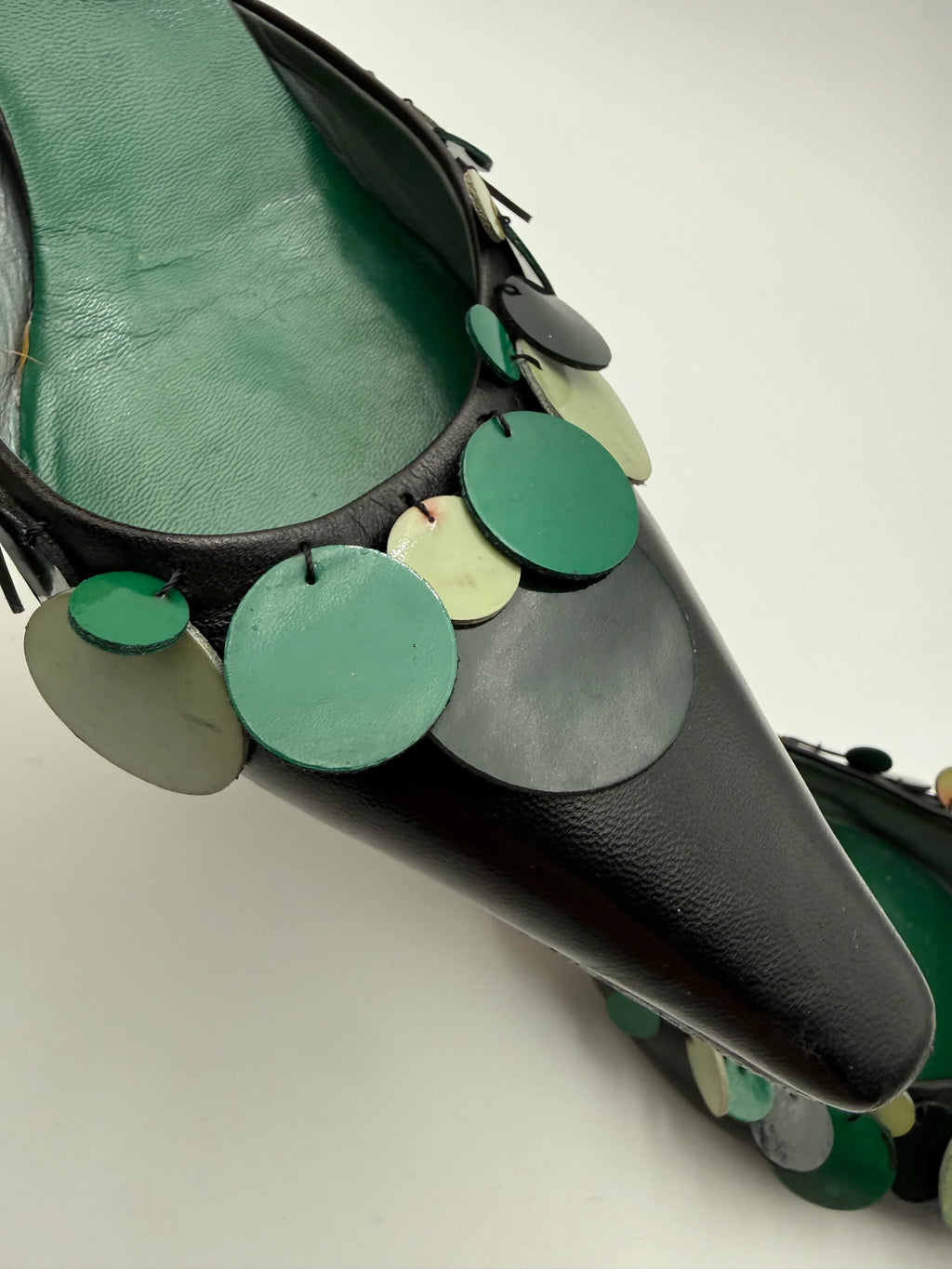 Miu Miu Mules Sabot Vintage con Paillettes Verdi - Mercatino di Ninni