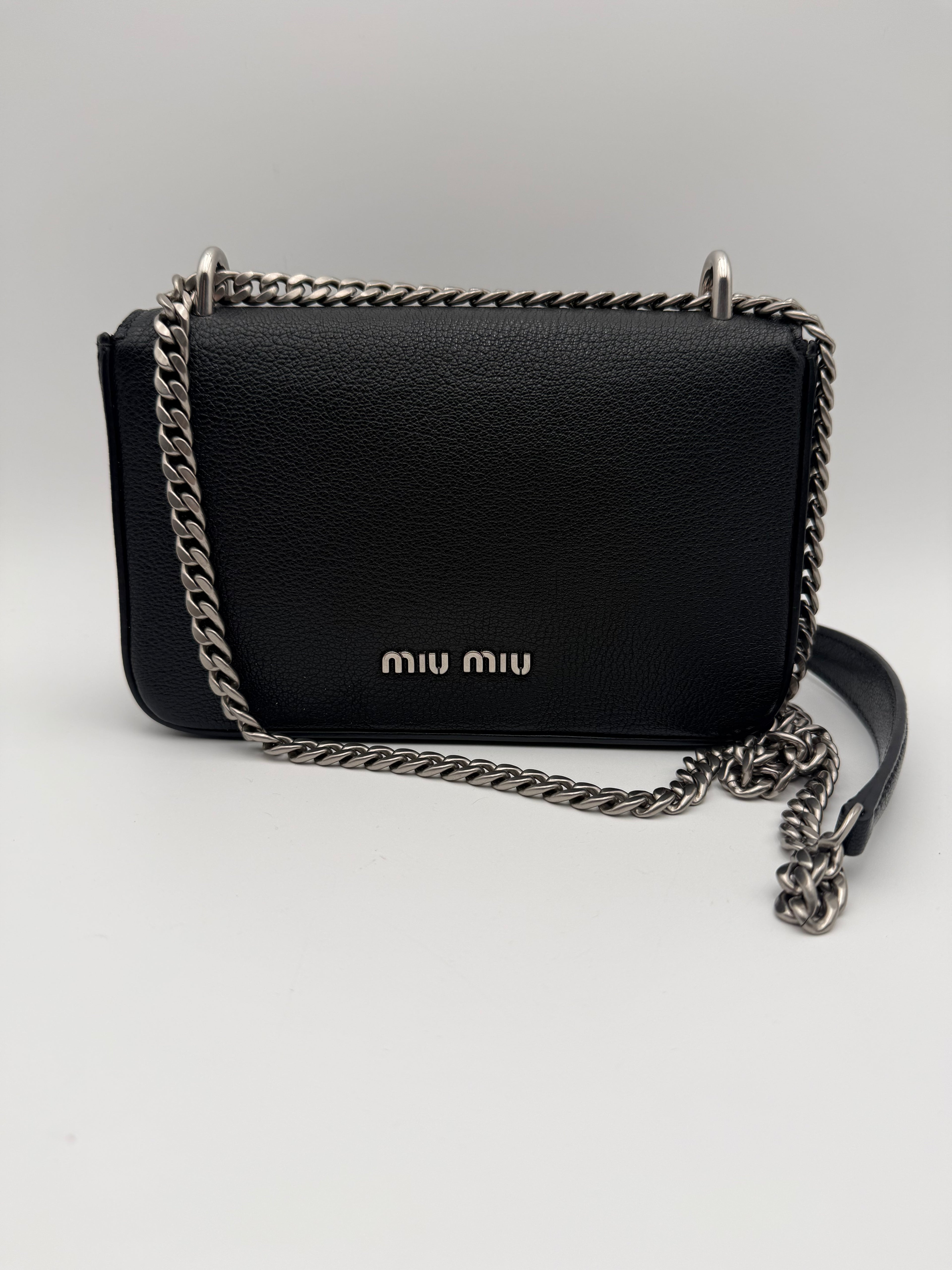 Miumiu Borsa Pattina Tracolla in Pelle Madras Nero