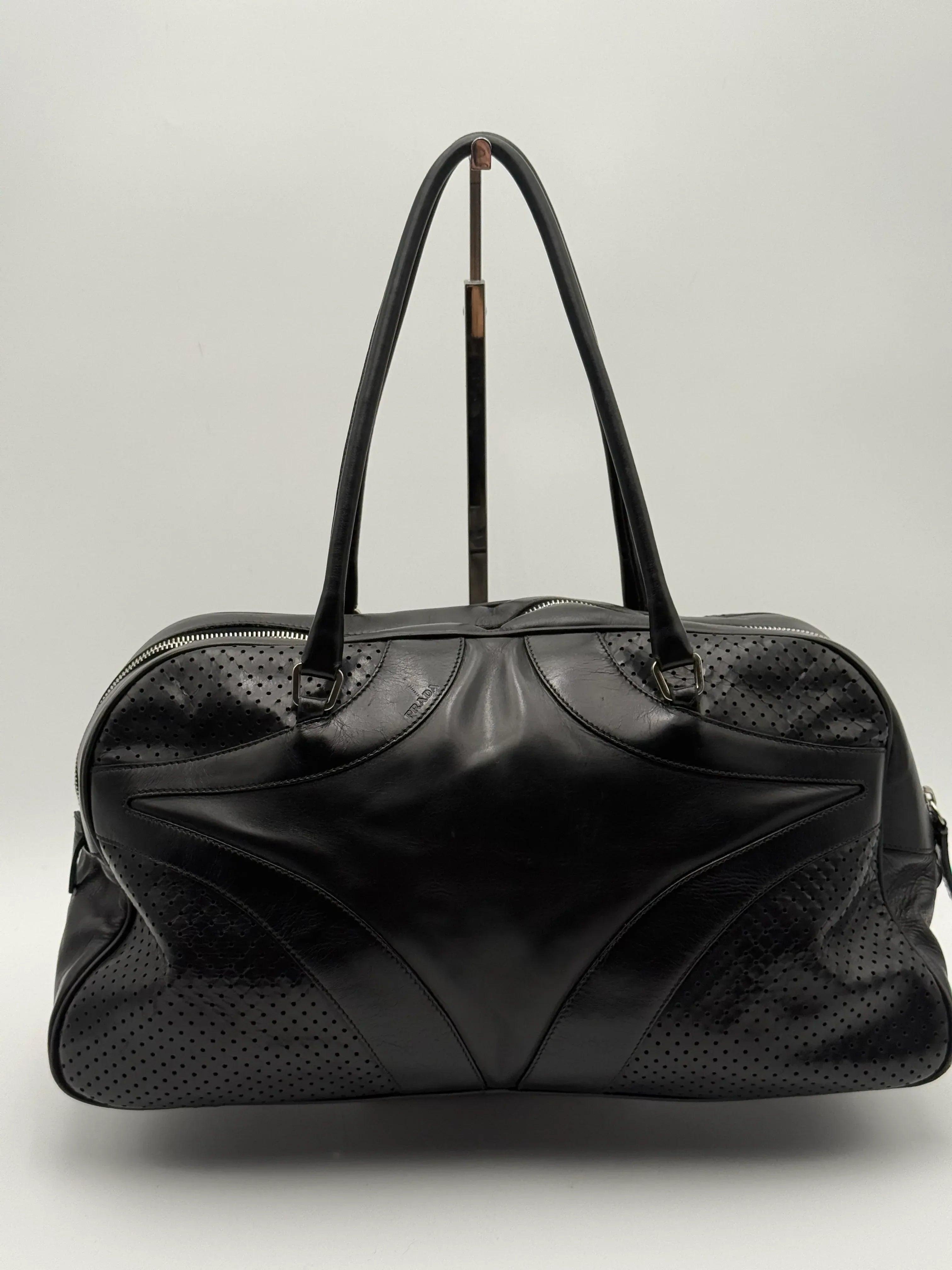 Prada Vintage Bowling Bag in Black Calfskin - Prada Vintage