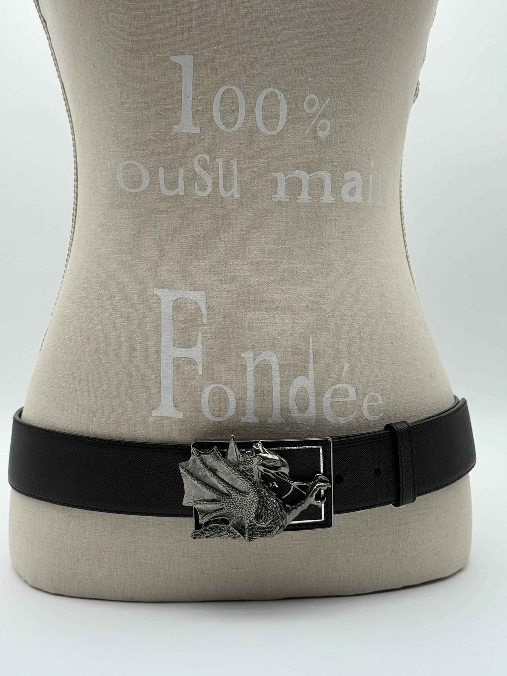 Prada Cintura Vintage in Pelle Saffiano con Drago Nera