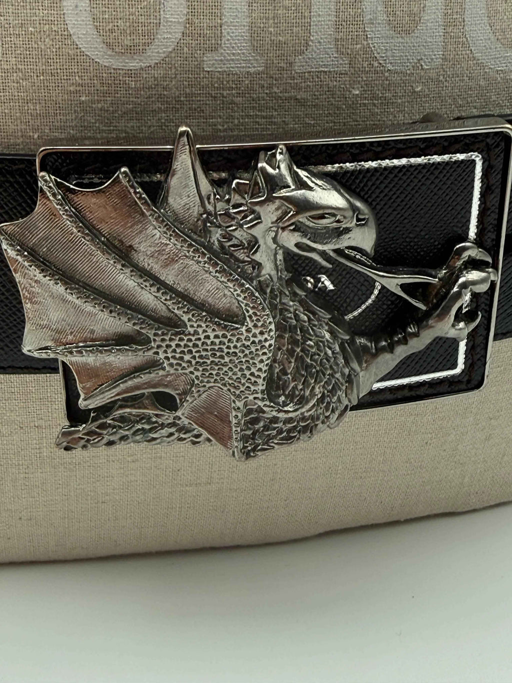 Prada Cintura Vintage in Pelle Saffiano con Drago Nera