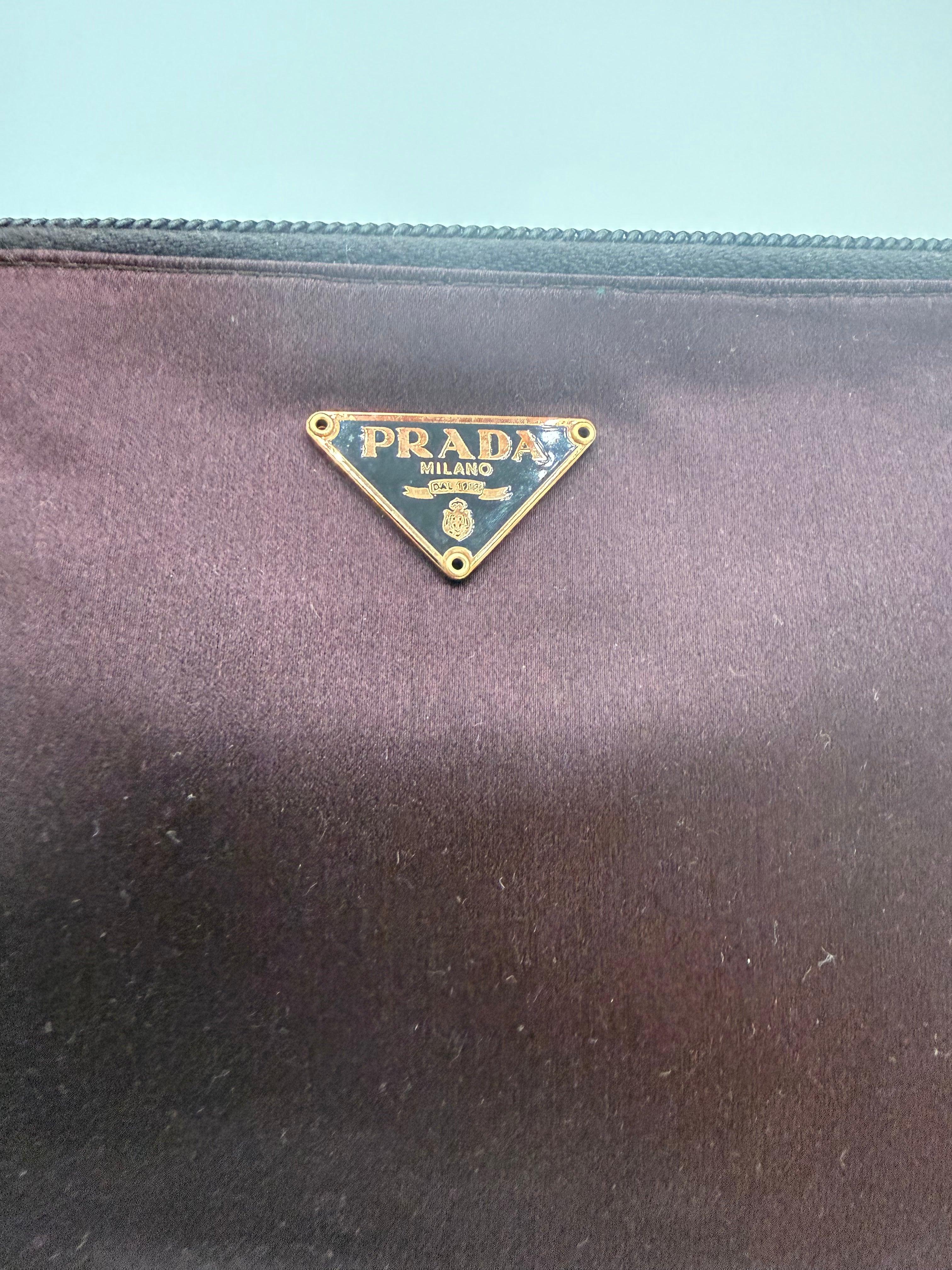Prada Pochette Vintage a Busta in Nylon Jacquard Borgogna