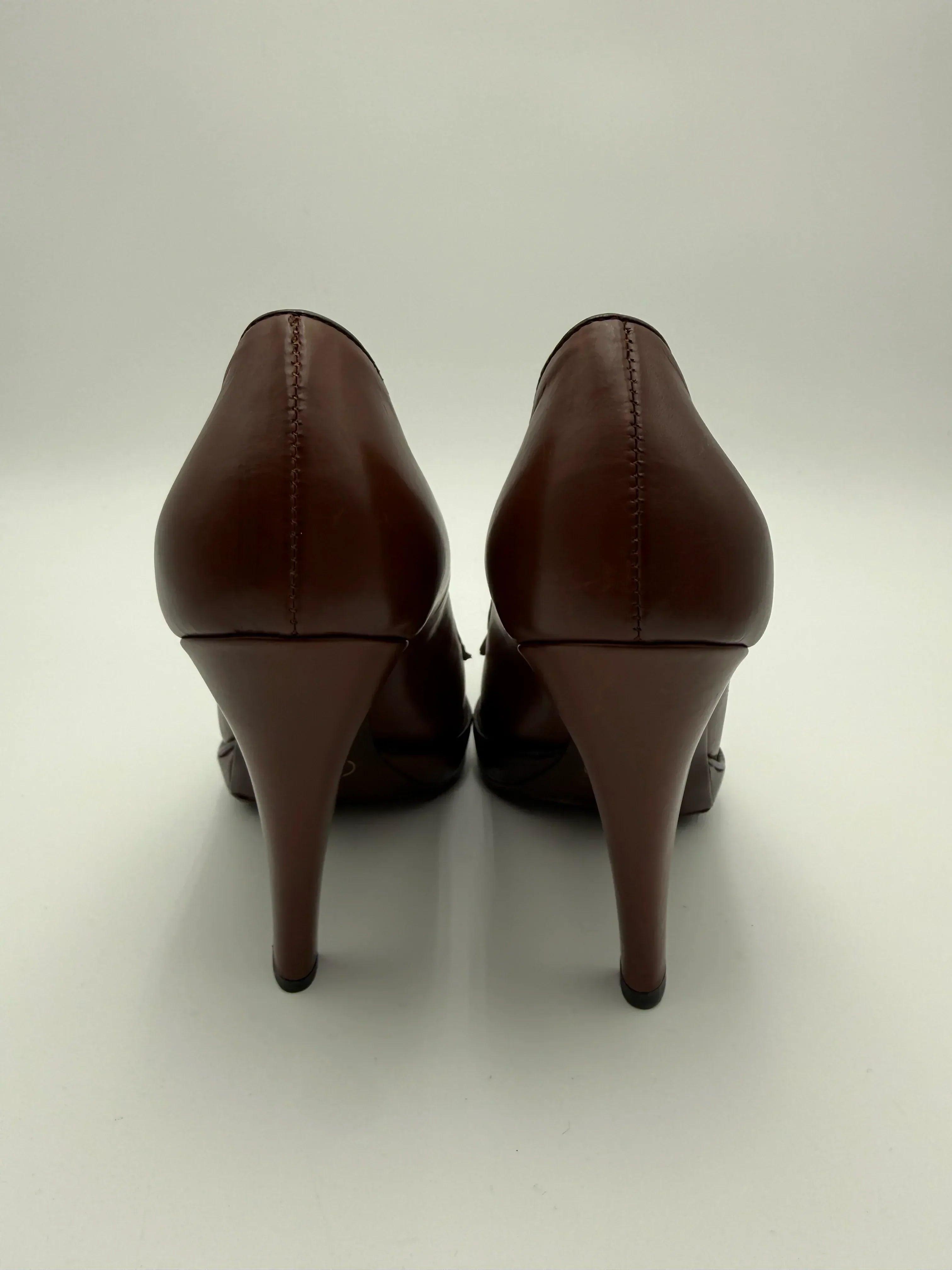 Prada ダークブラウン ハイヒール Prada Vintage Brown Leather Heeled Shoes - Prada Vintage