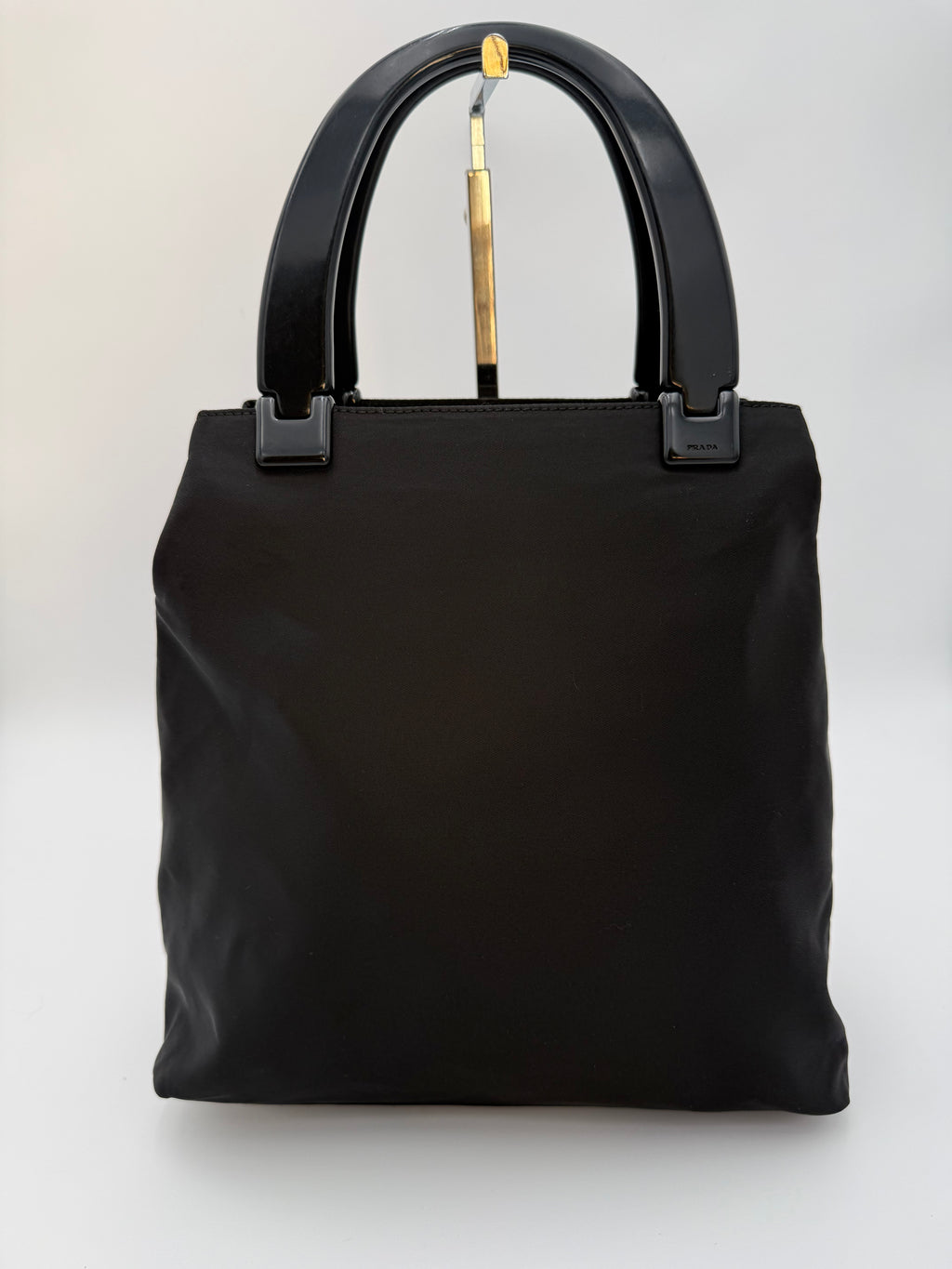 Prada Tote Borsa in Tela e Manici in Plexi Nera - Mercatino di Ninni