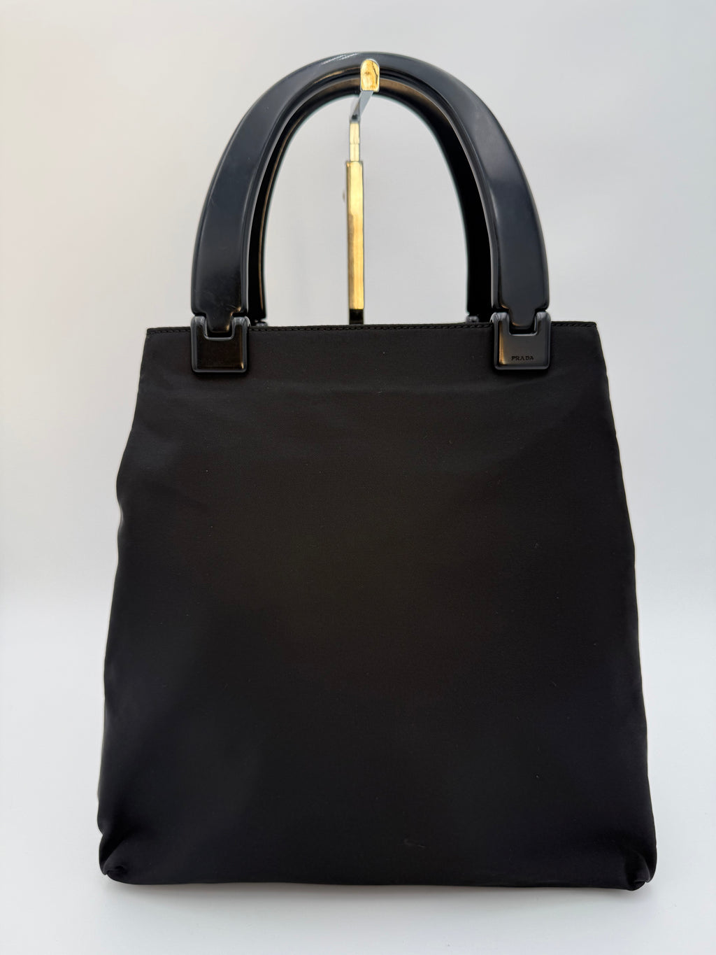 Prada Tote Borsa in Tela e Manici in Plexi Nera - Mercatino di Ninni