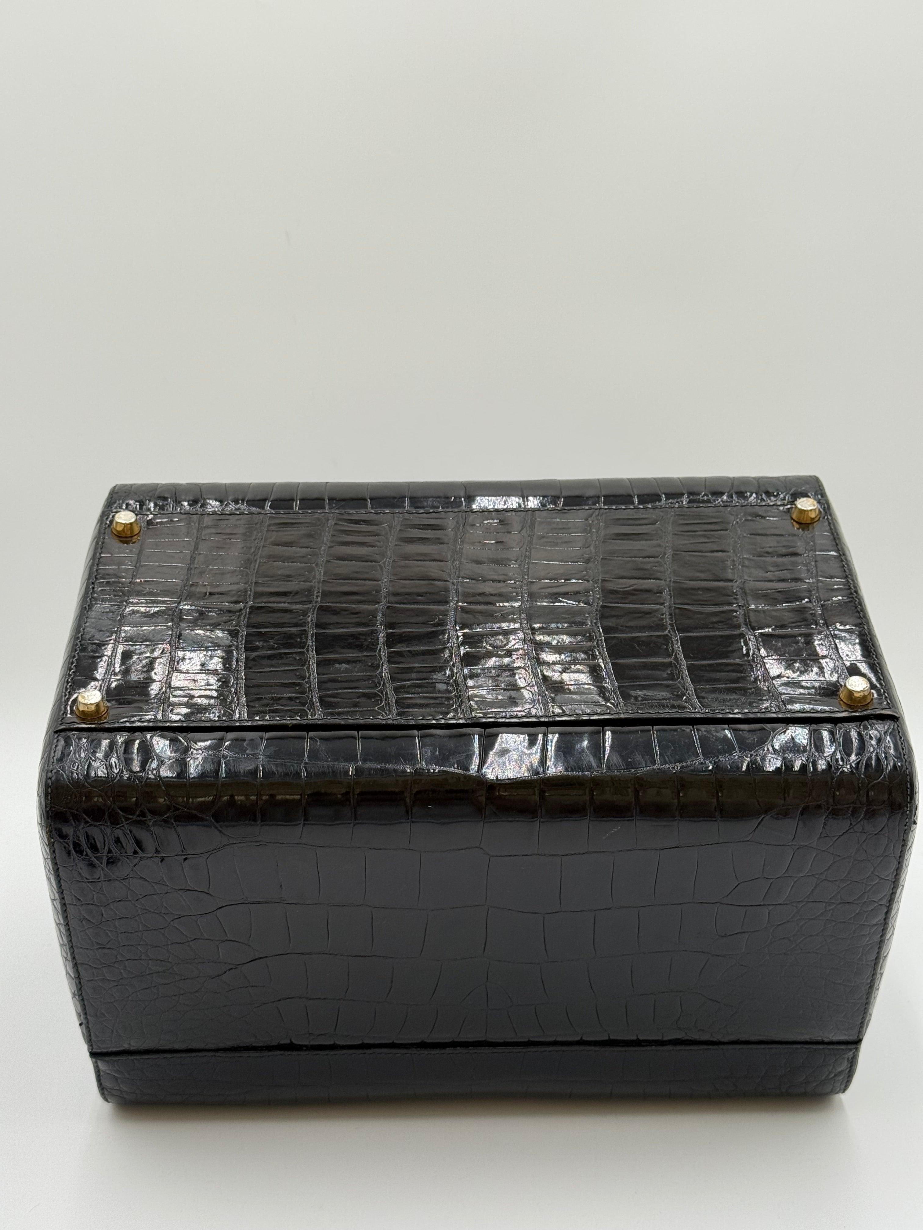 Revlon Beauty Case Vintage in Pelle di Coccodrillo Nero - Mercatino di Ninni