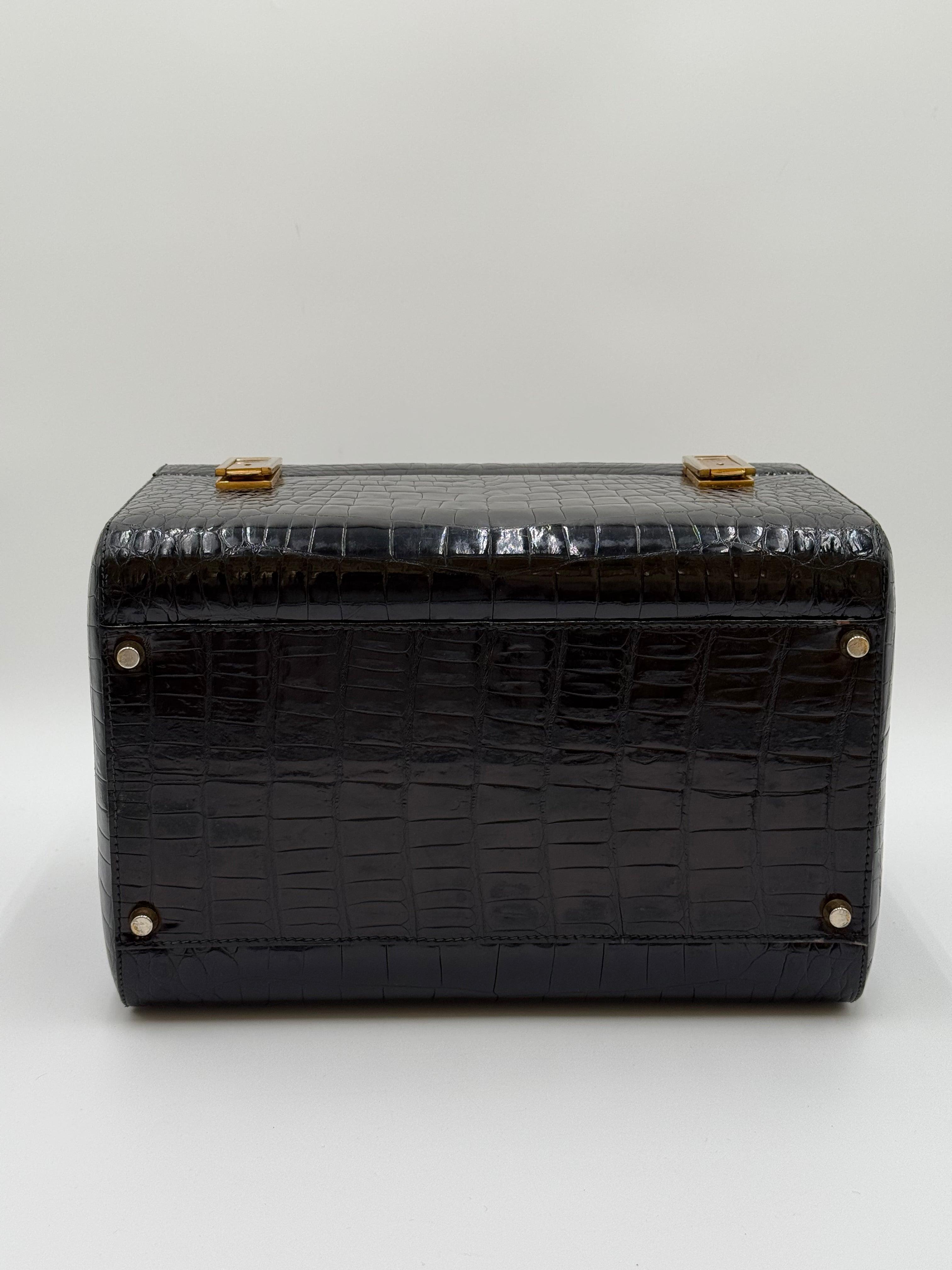 Revlon Beauty Case Vintage in Pelle di Coccodrillo Nero - Mercatino di Ninni