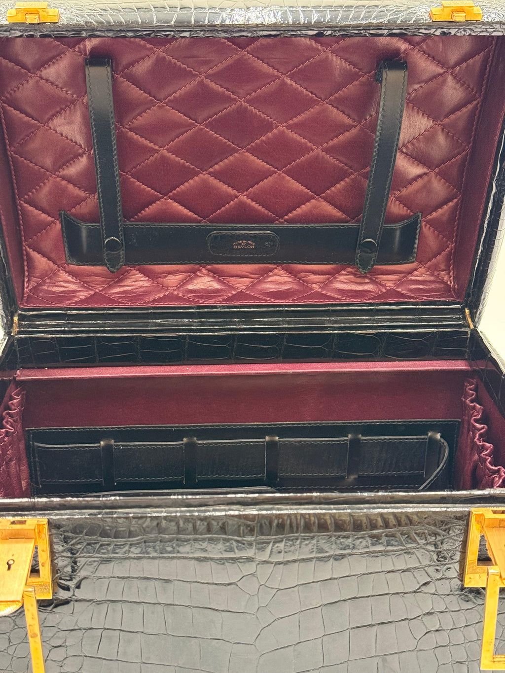 Revlon Beauty Case Vintage in Pelle di Coccodrillo Nero - Mercatino di Ninni