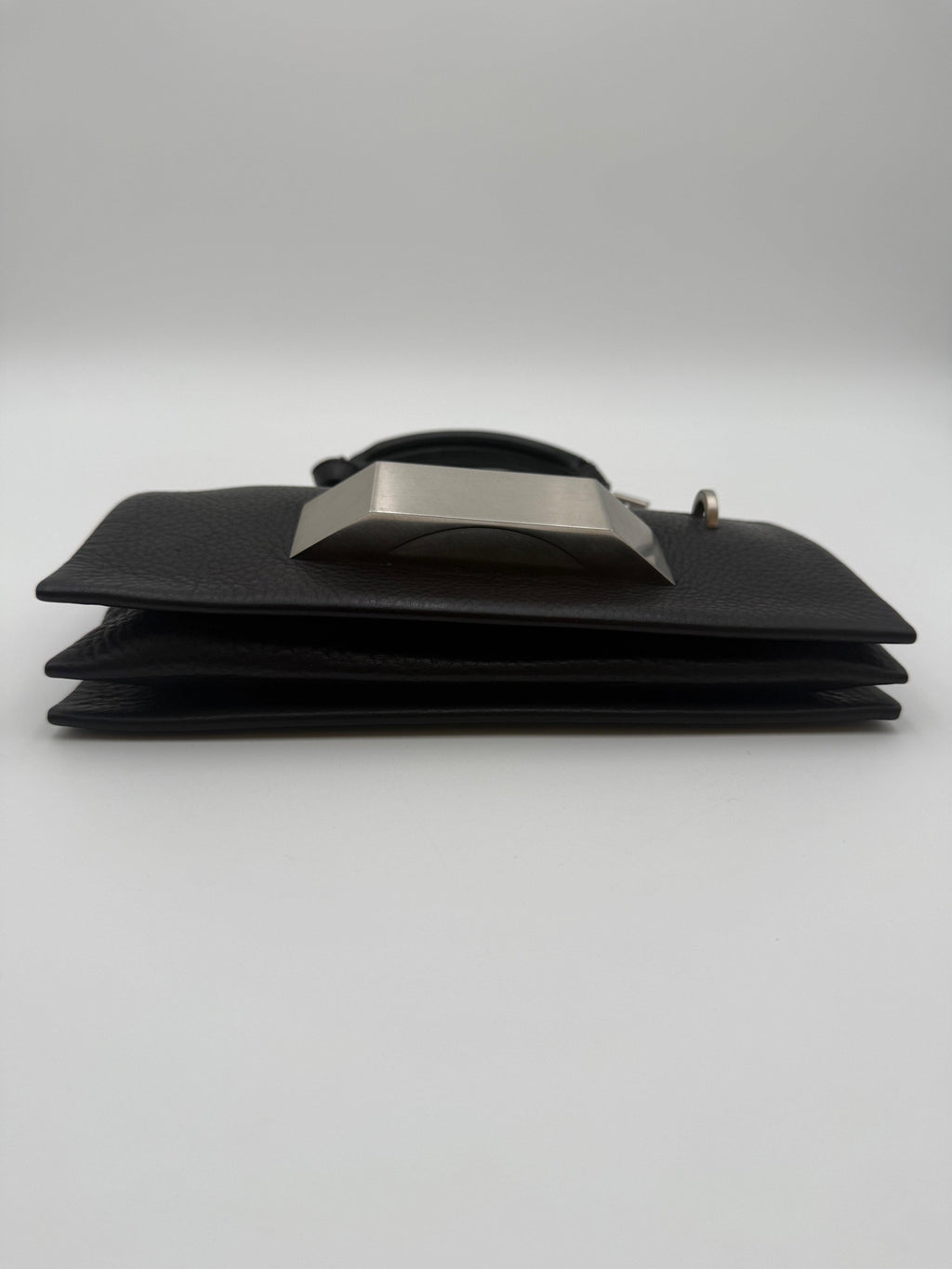 Rick Owens Black Grained Leather Mini Bag with Monumental Hardware Detail