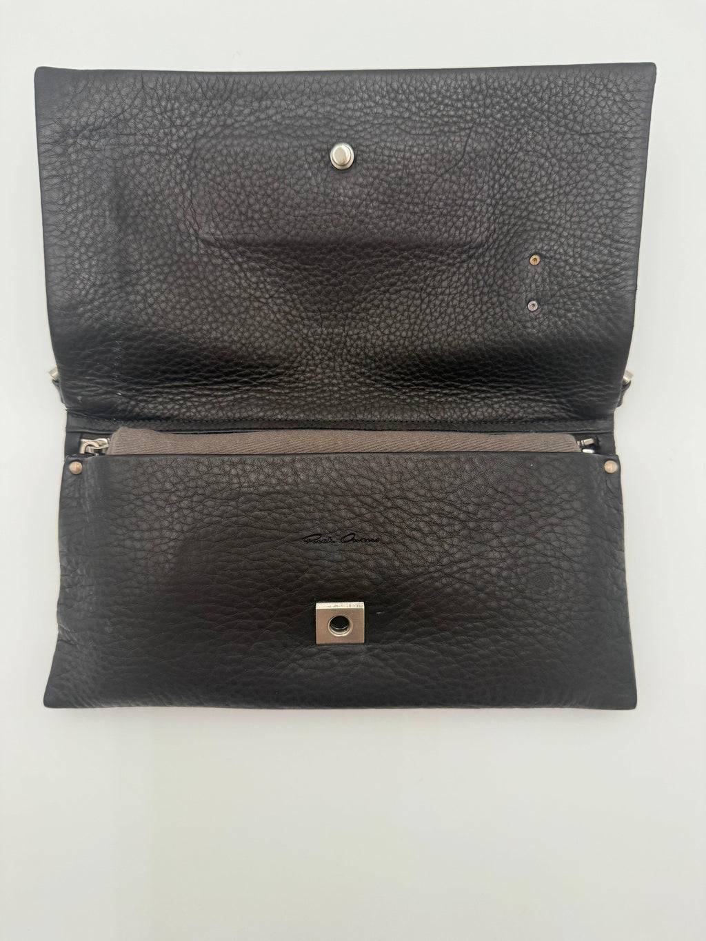 Rick Owens Black Grained Leather Mini Bag with Monumental Hardware Detail