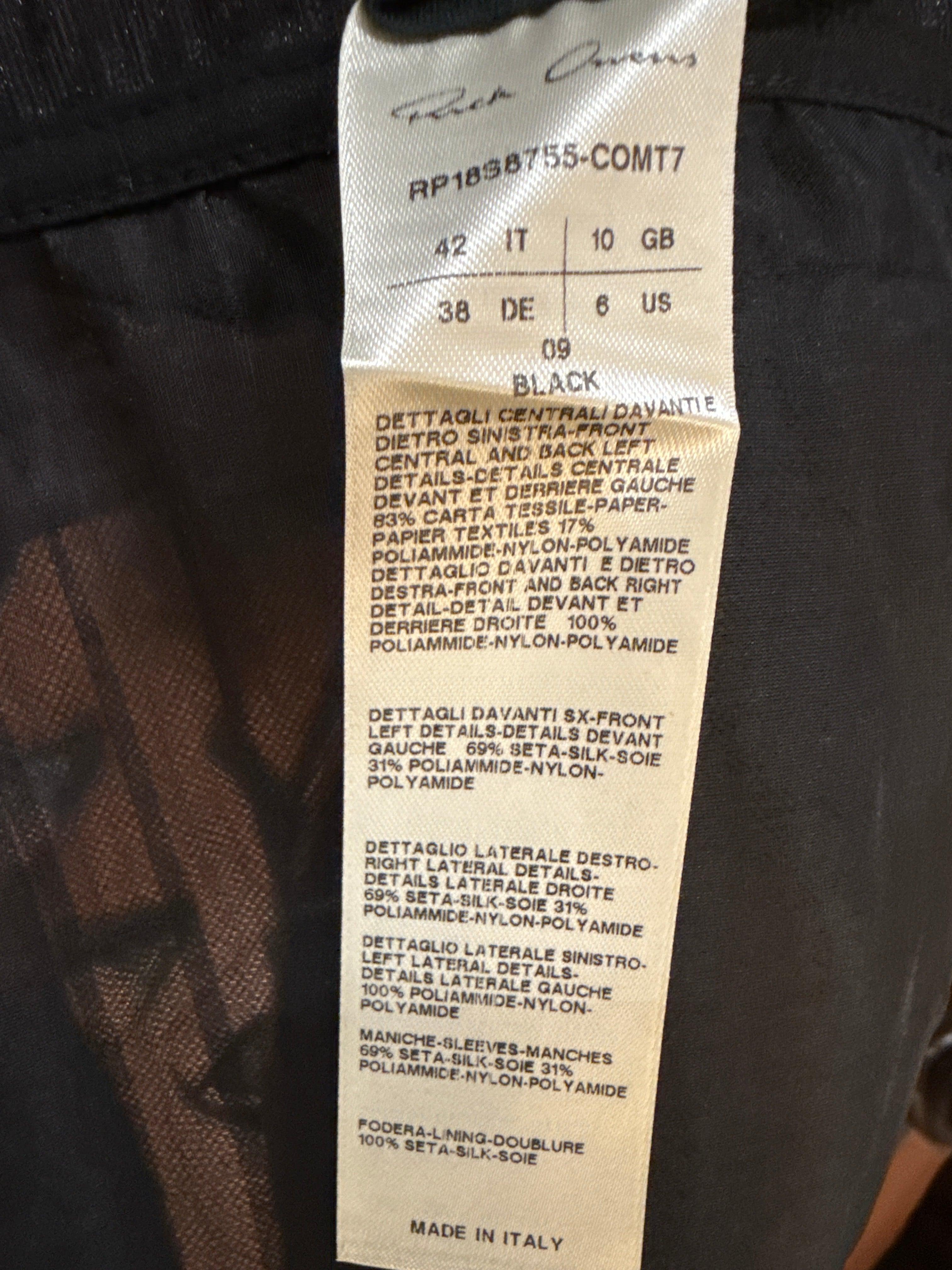 Rick Owens Giacca Vintage Seta Nera - Mercatino di Ninni