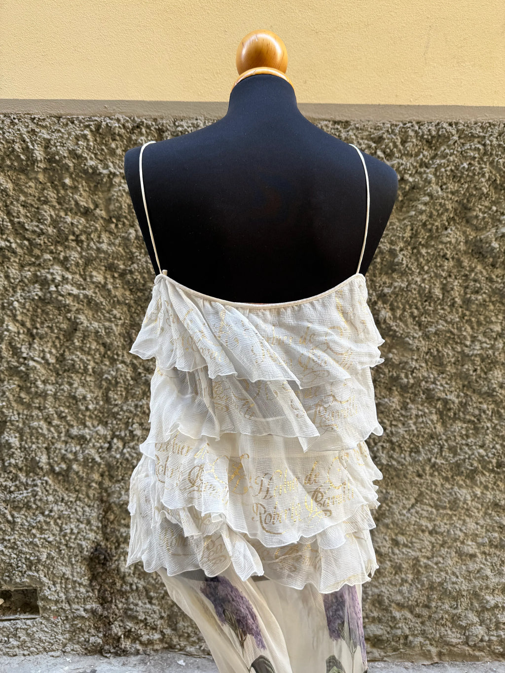 Roberto-Cavalli-Set-Top-e-Gonna-Vintage-in-Chiffon-di-Seta-Bianco-Mercatino-di-Ninni-71336287863133 - Mercatino di Ninni