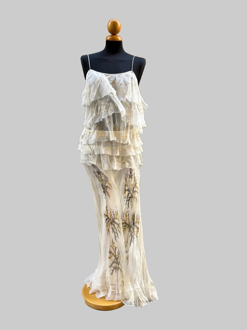 Roberto-Cavalli-Set-Top-e-Gonna-Vintage-in-Chiffon-di-Seta-Bianco-Mercatino-di-Ninni-71336287895901 - Mercatino di Ninni