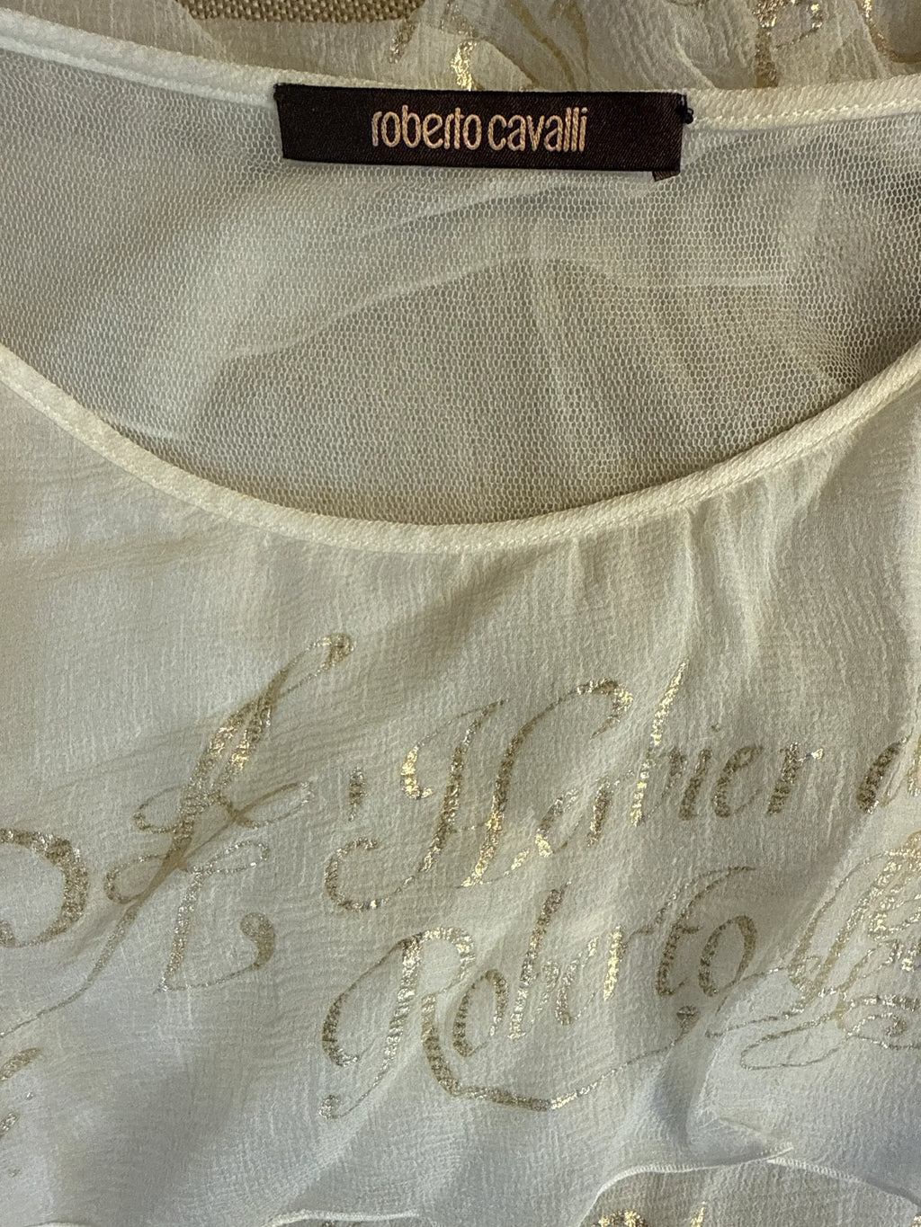 Roberto-Cavalli-Set-Top-e-Gonna-Vintage-in-Chiffon-di-Seta-Bianco-Mercatino-di-Ninni-71336320237917 - Mercatino di Ninni