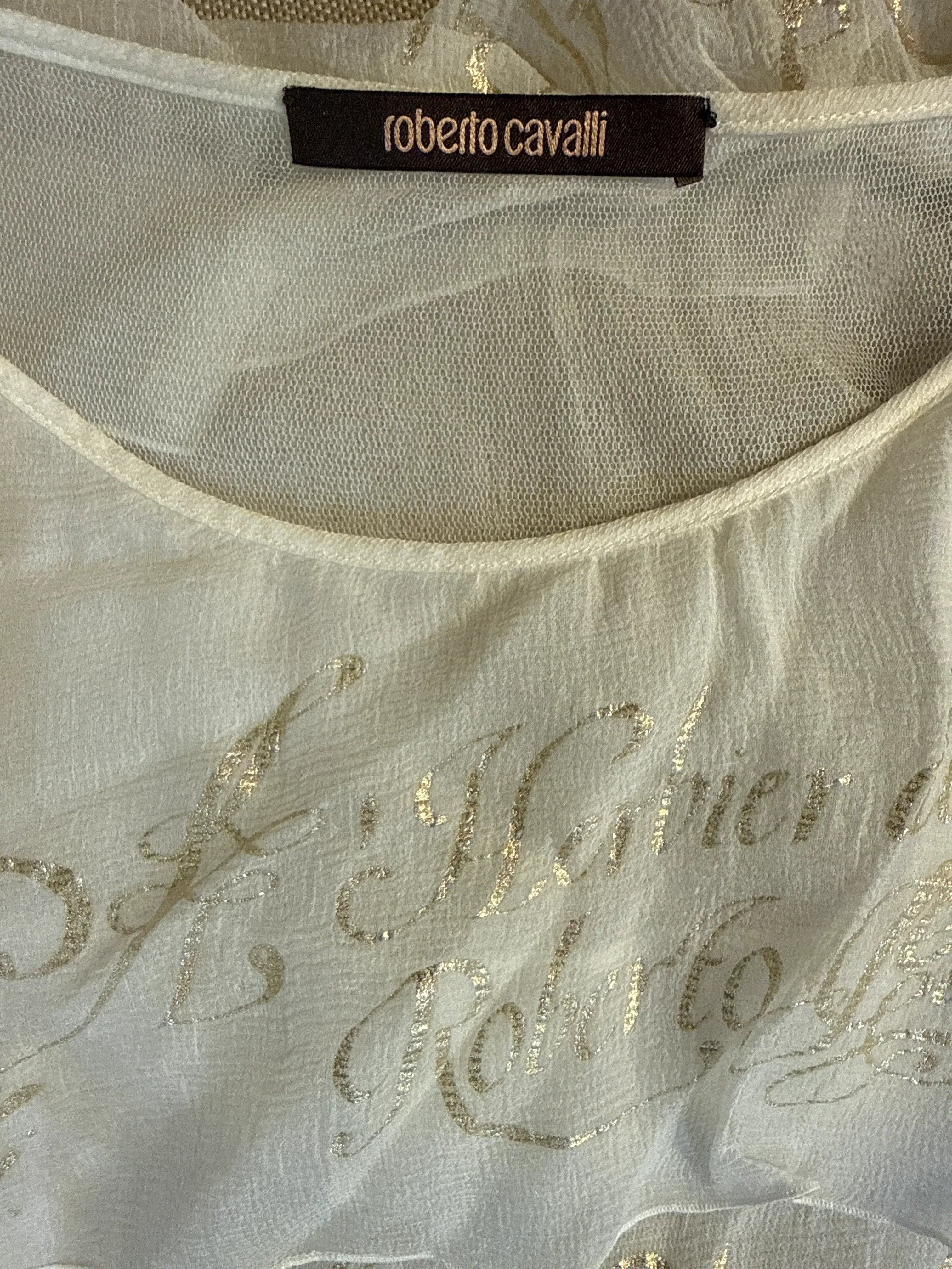 Roberto-Cavalli-Set-Top-e-Gonna-Vintage-in-Chiffon-di-Seta-Bianco-Mercatino-di-Ninni-71336320237917 - Mercatino di Ninni