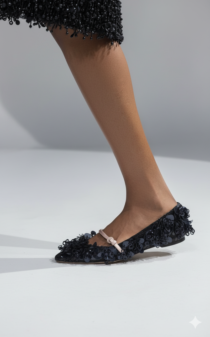 Rochas Paris Ballerine Paillettes Nere ROCHAS PARIS