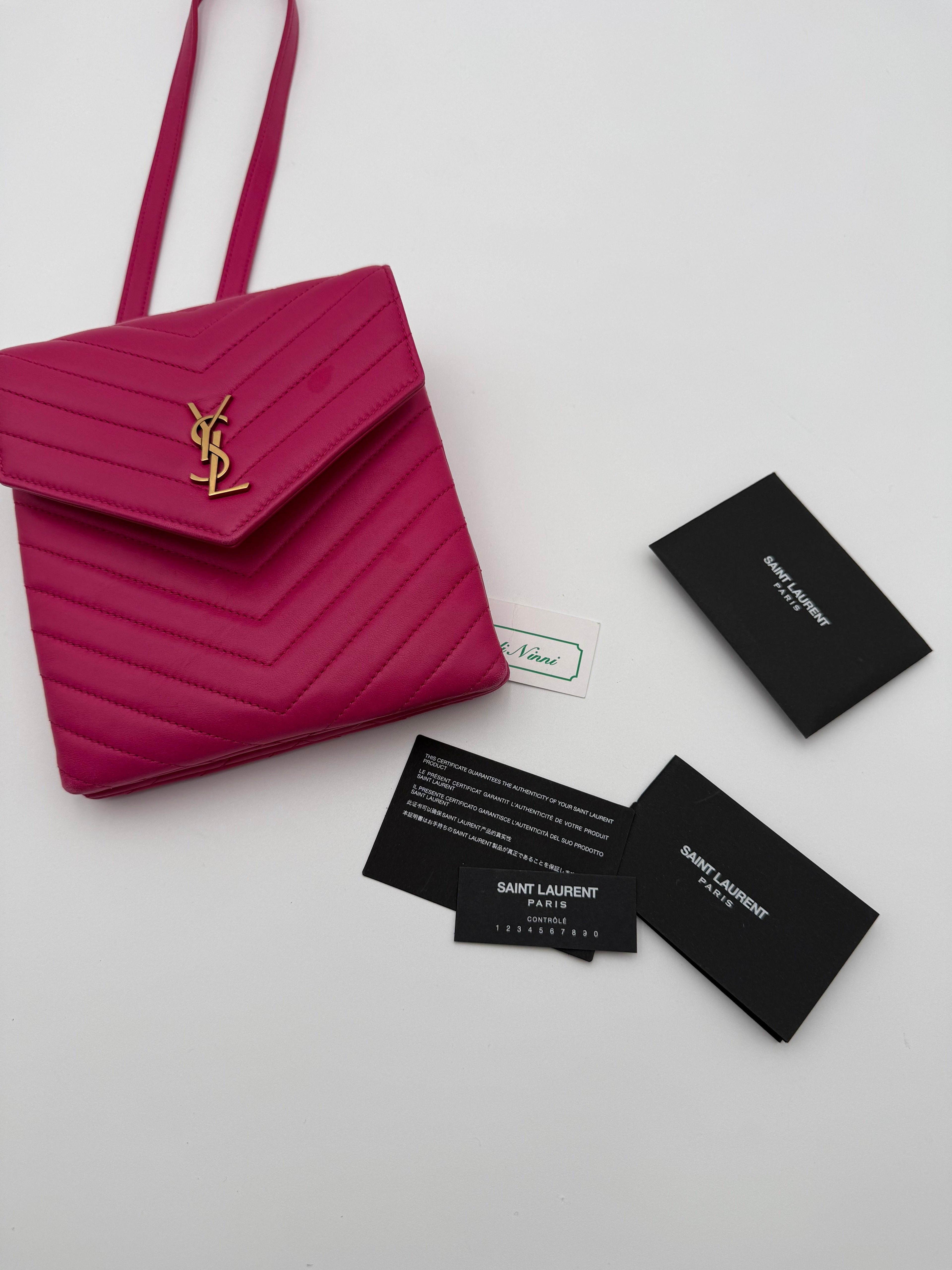 Saint Laurent Borsa a Tracolla Monogram Matelassé in Pelle Fucsia