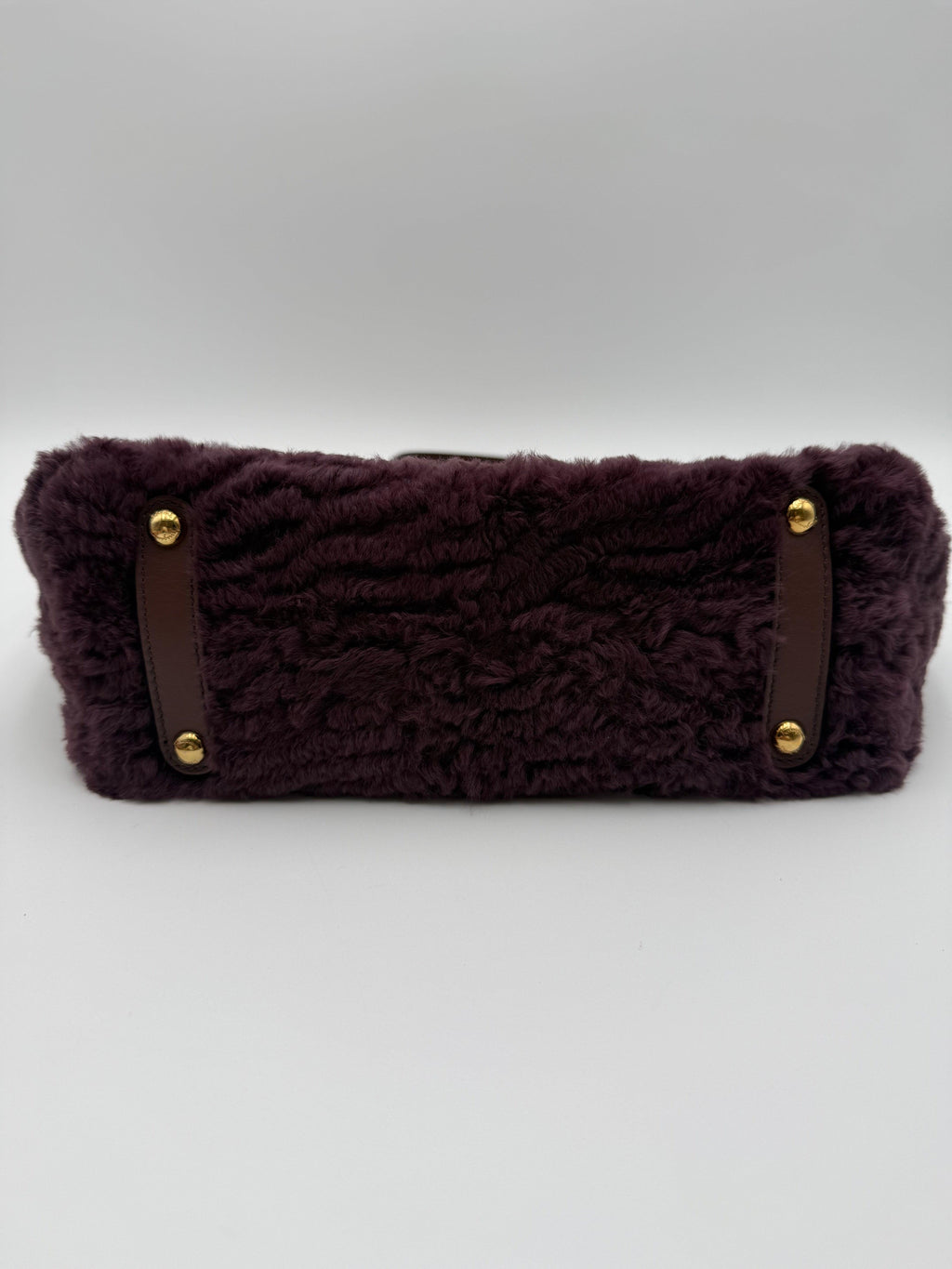 Salvatore Ferragamo Borsa Tote in Shearling Bordeaux Viola Prugna - Mercatino di Ninni