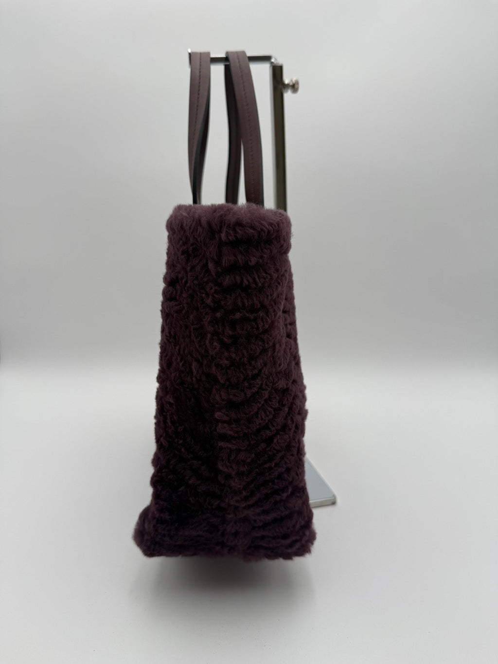 Salvatore Ferragamo Borsa Tote in Shearling Bordeaux Viola Prugna - Mercatino di Ninni