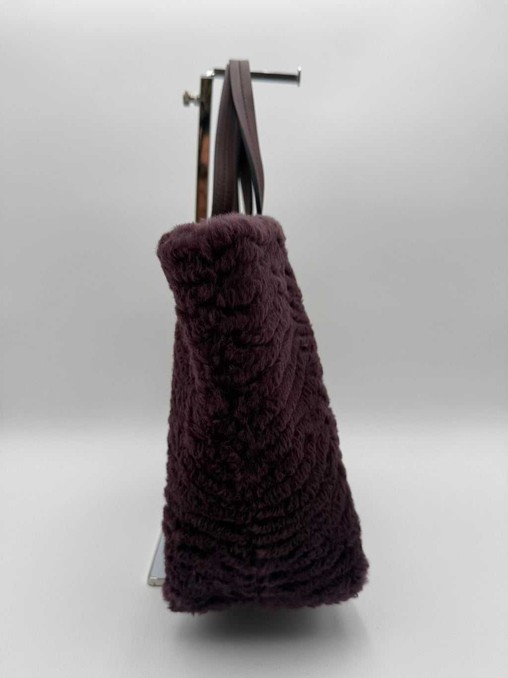 Salvatore Ferragamo Borsa Tote in Shearling Bordeaux Viola Prugna - Mercatino di Ninni