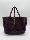 Salvatore Ferragamo Borsa Tote in Shearling Bordeaux Viola Prugna - Mercatino di Ninni