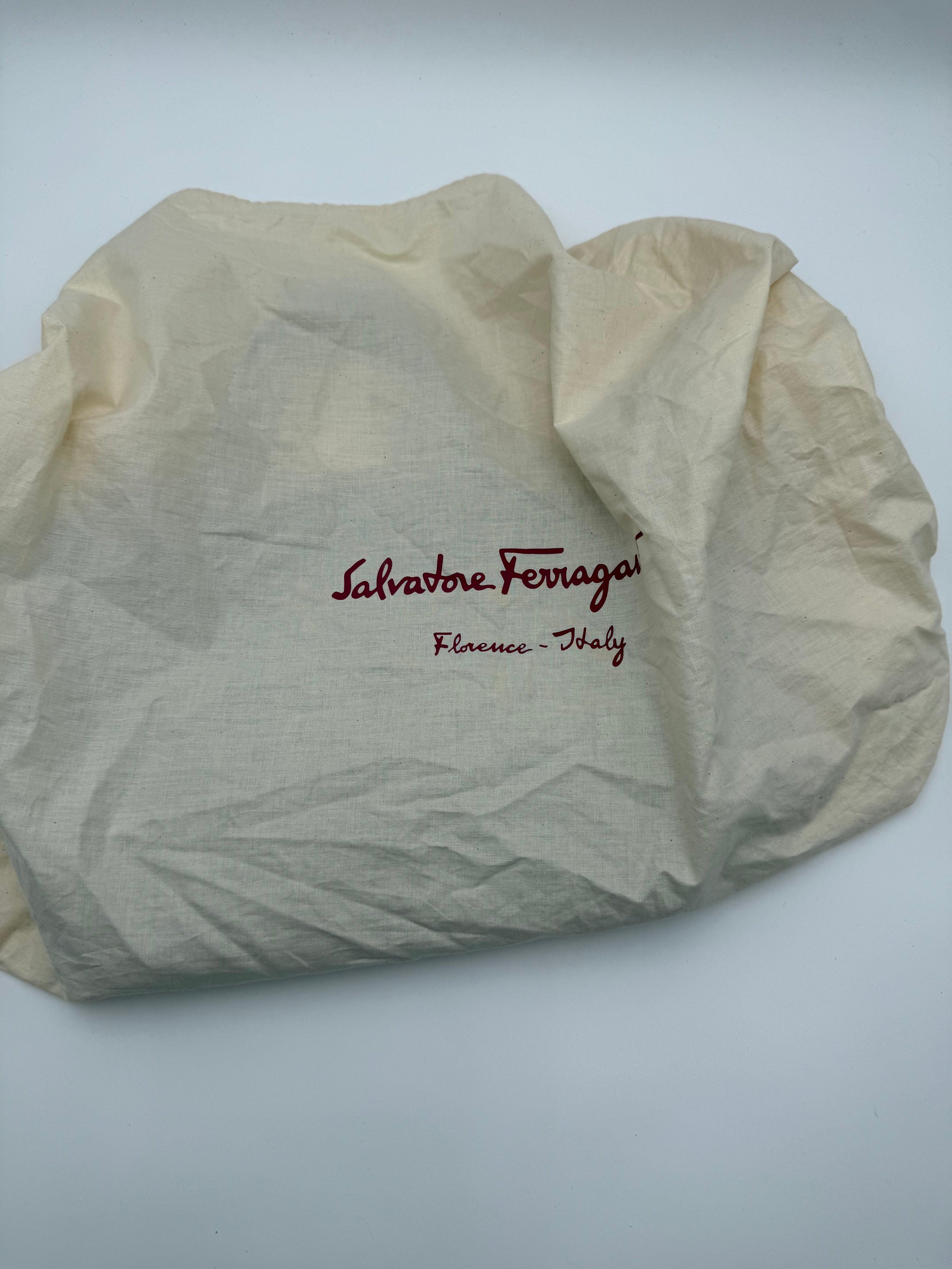 Salvatore Ferragamo Borsa Tote in Shearling Bordeaux Viola Prugna - Mercatino di Ninni