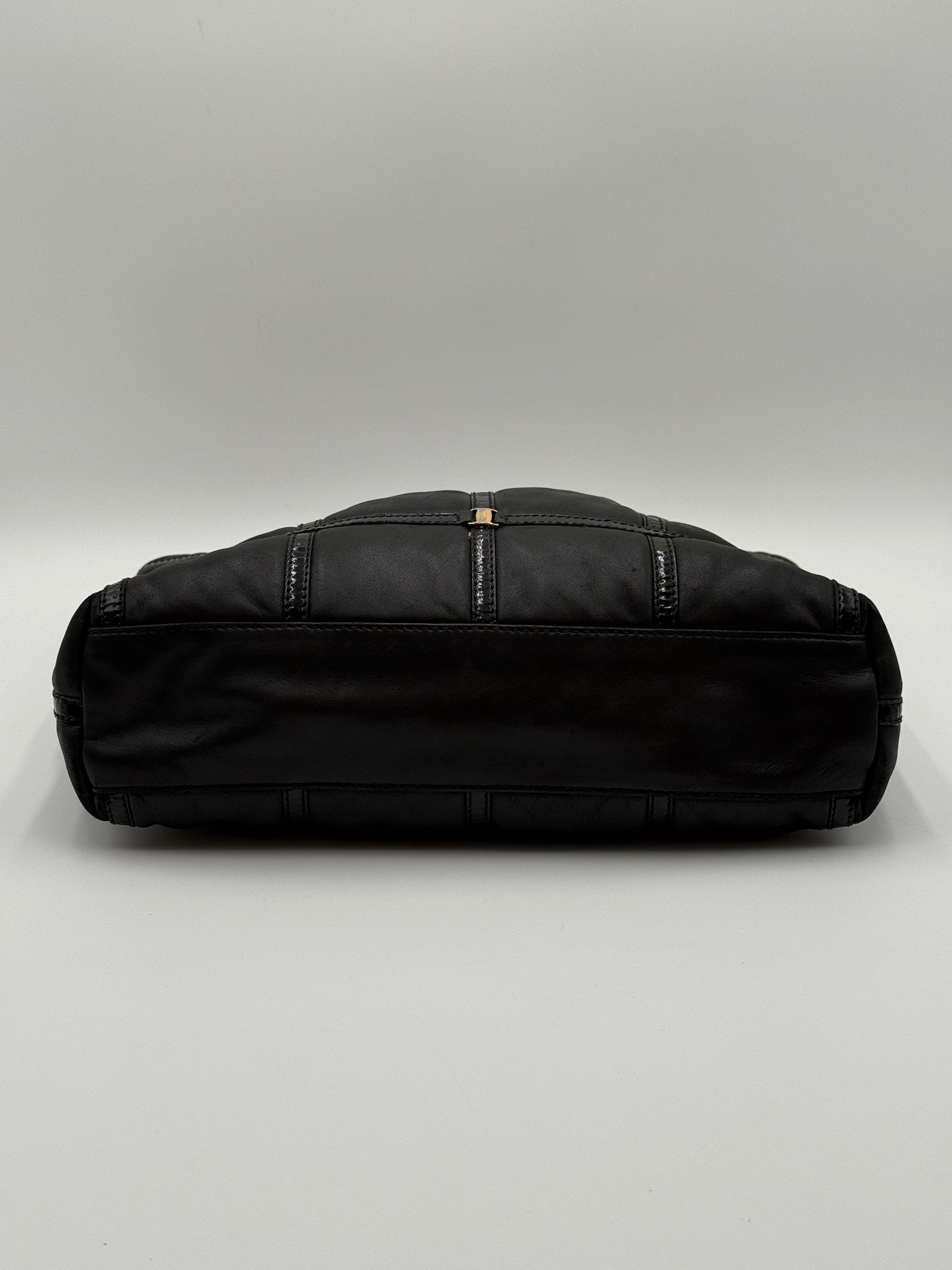 Salvatore Ferragamo Borsa Vintage in Pelle di Nappa Nera