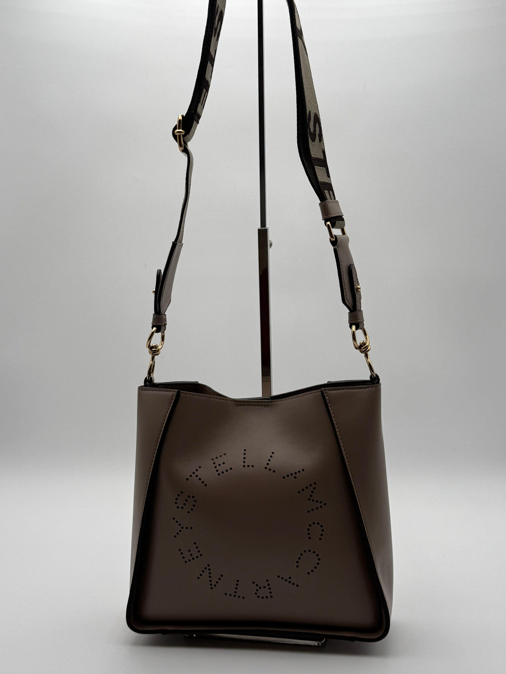 Stella McCartney Borsa Mini Tracolla con Logo Stella in Eco-Pelle Tortora - Mercatino di Ninni