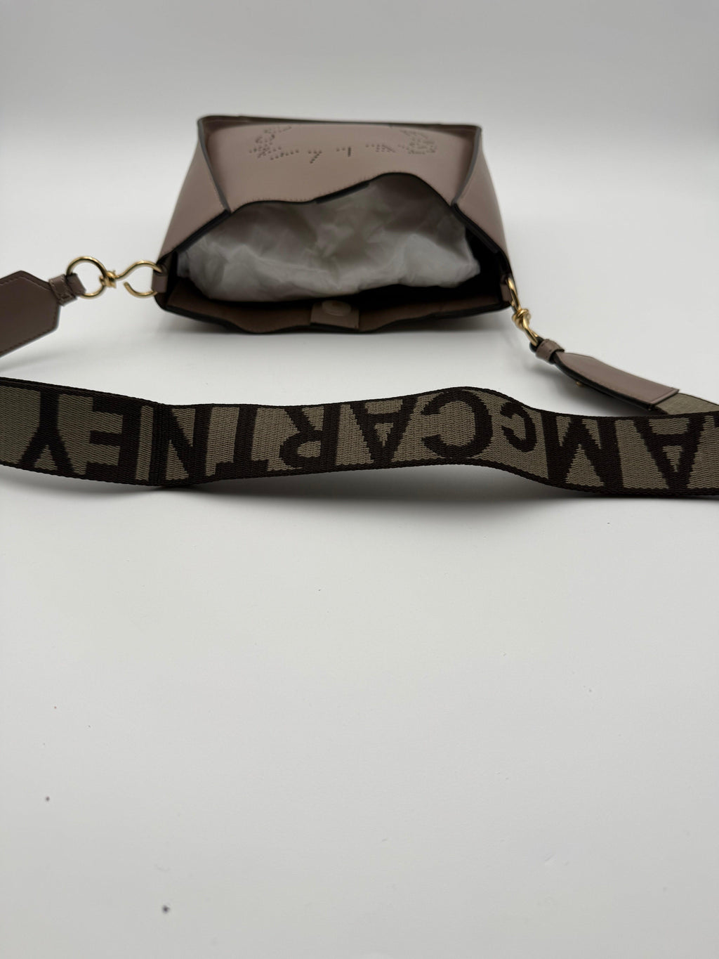Stella McCartney Borsa Mini Tracolla con Logo Stella in Eco-Pelle Tortora - Mercatino di Ninni