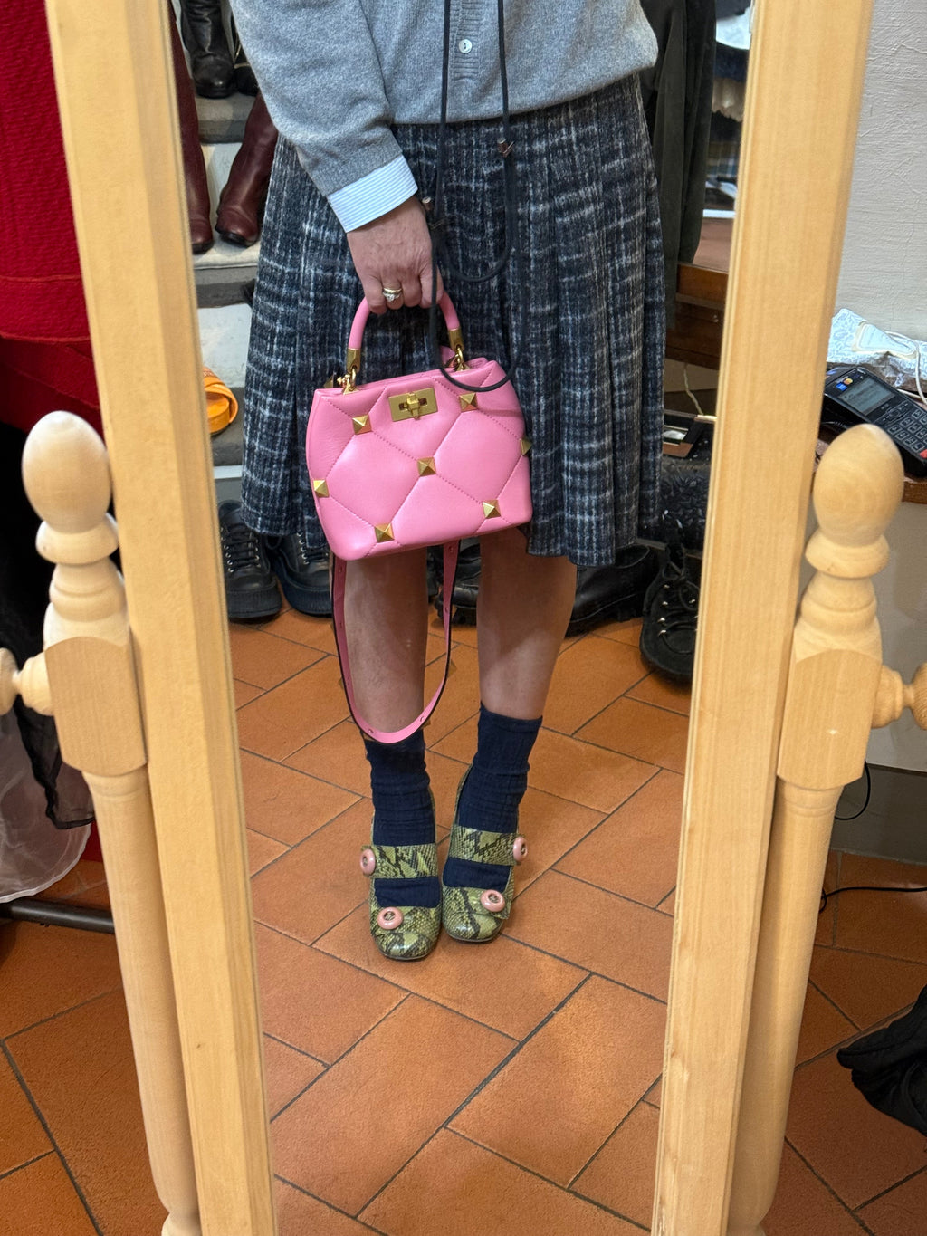 Valentino Garavani Borsa Roman Stud Rosa Valentino