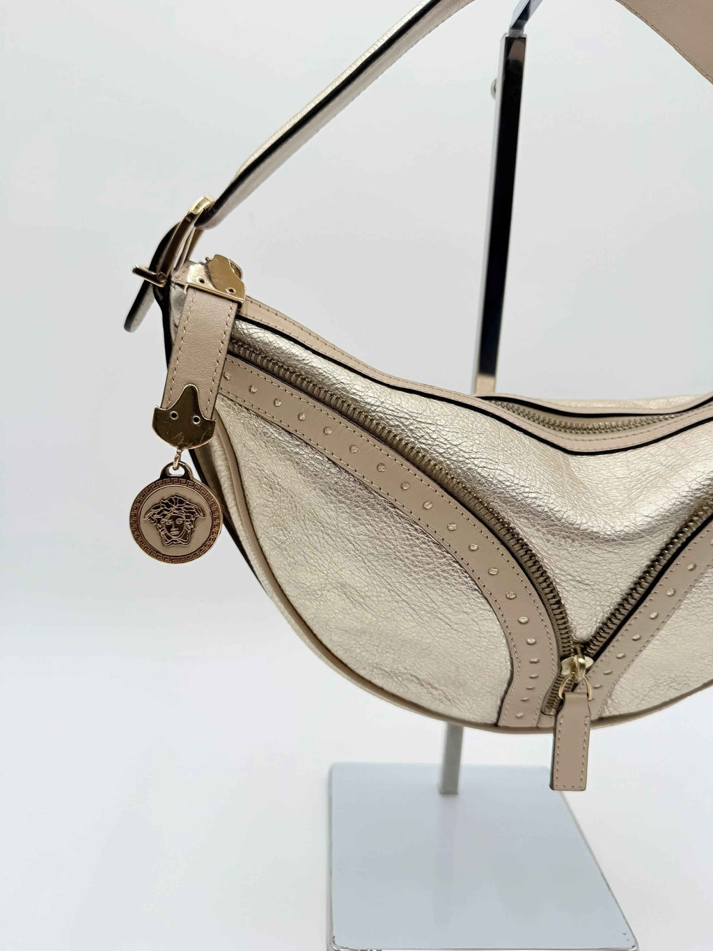 Versace Borsa Vintage Repeat in Pelle Oro Metallizzata