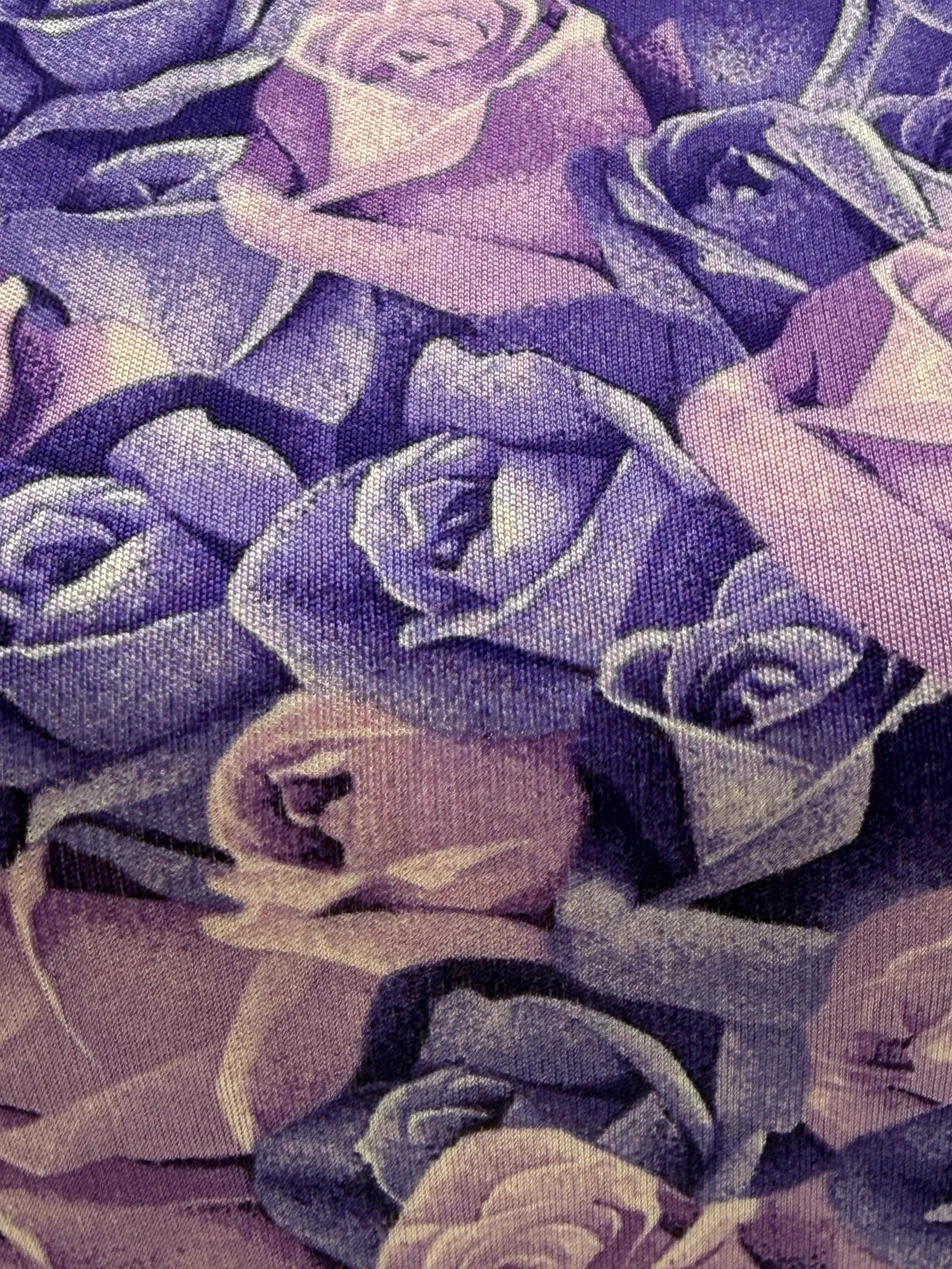 Versace Maglia Vintage in Viscosa Stampa Rose Viola - Mercatino di Ninni