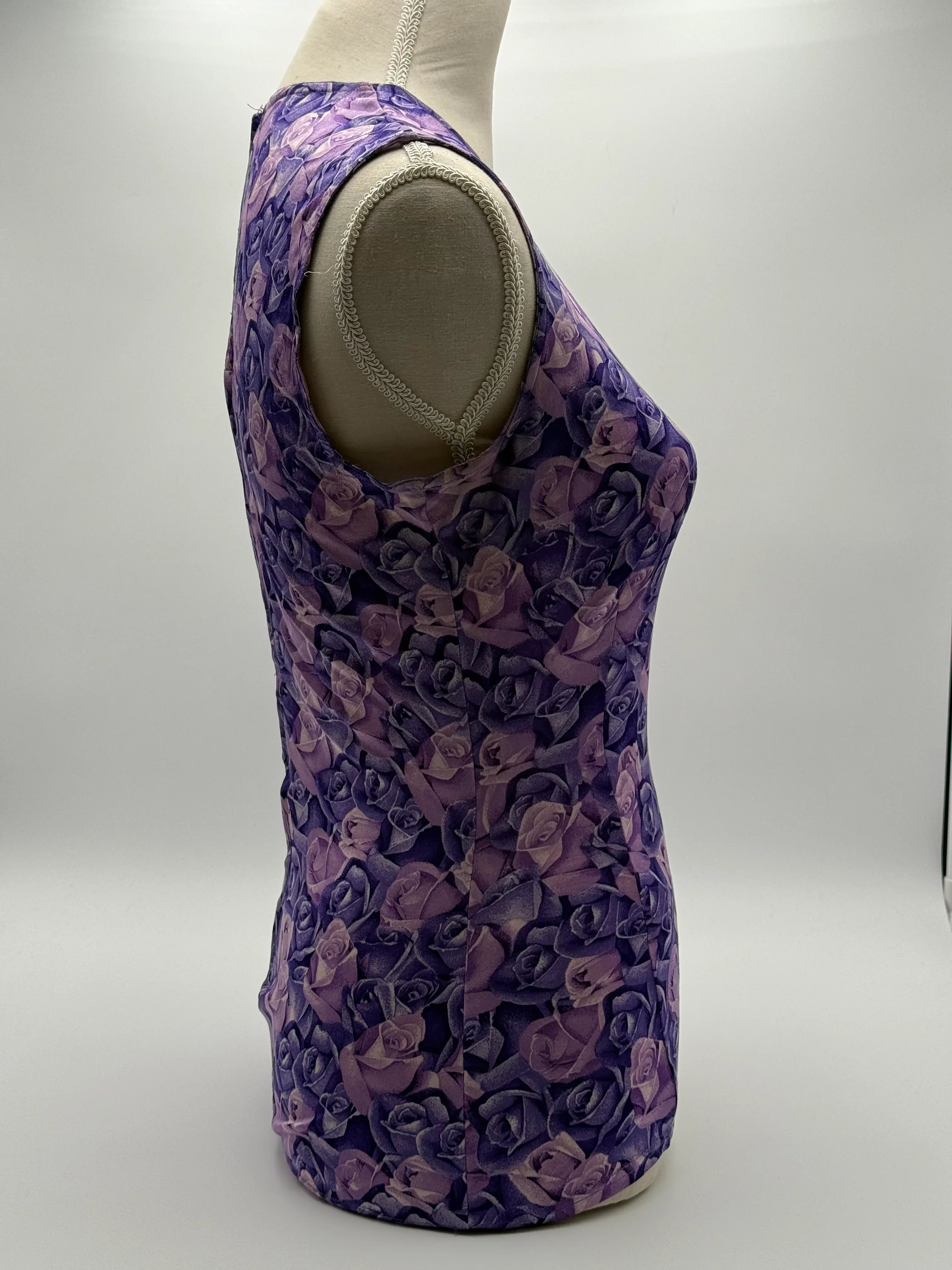 Versace Maglia Vintage in Viscosa Stampa Rose Viola - Mercatino di Ninni