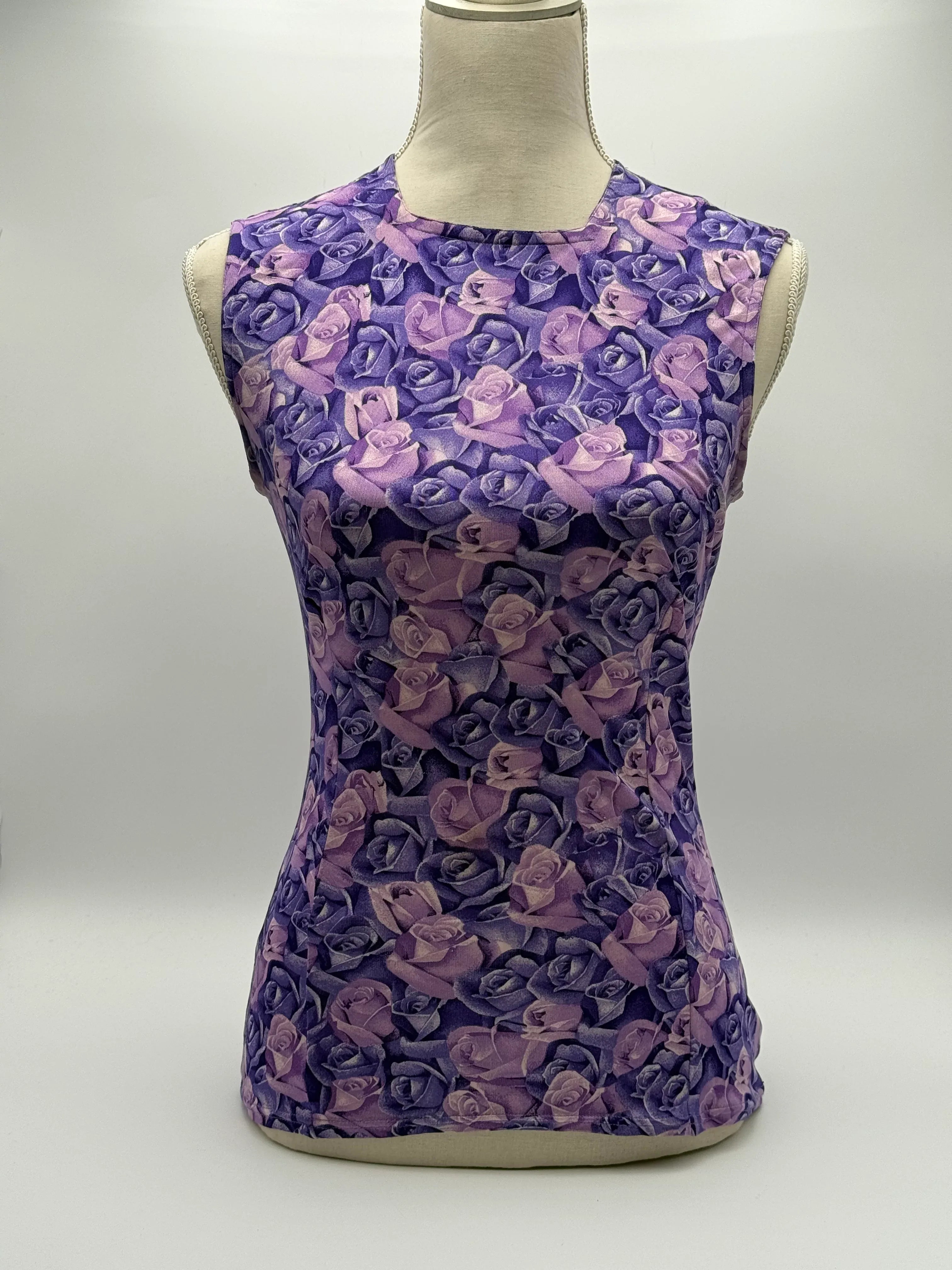 Versace Maglia Vintage in Viscosa Stampa Rose Viola - Mercatino di Ninni